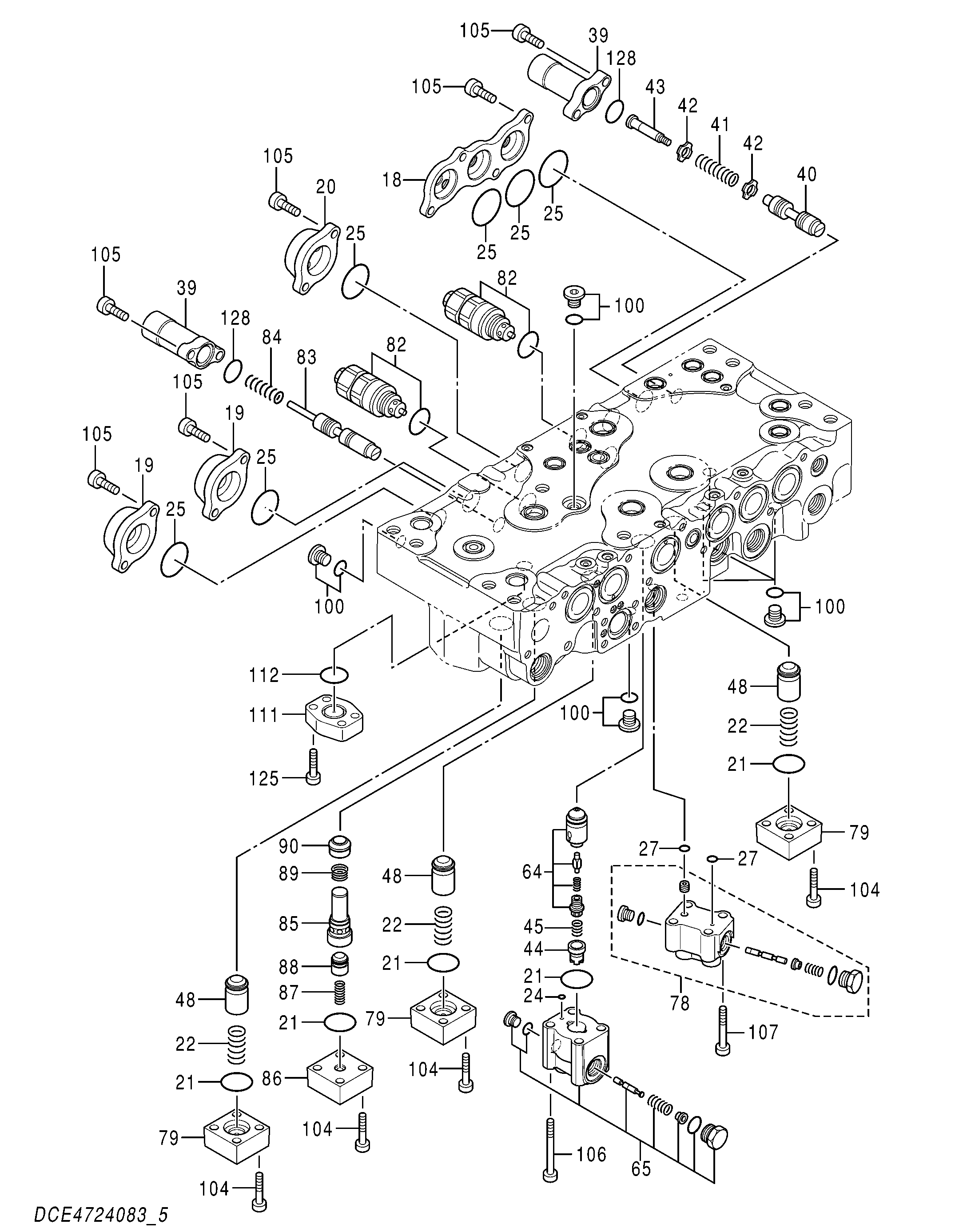 Схема Гидрораспределитель (5/5) HITACHI ZH200LC-A