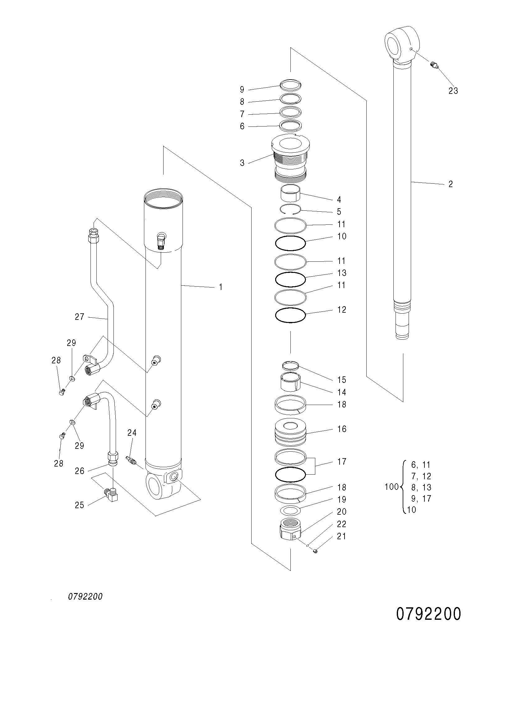 Схема Гидроцилиндр стрелы HITACHI ZX75US