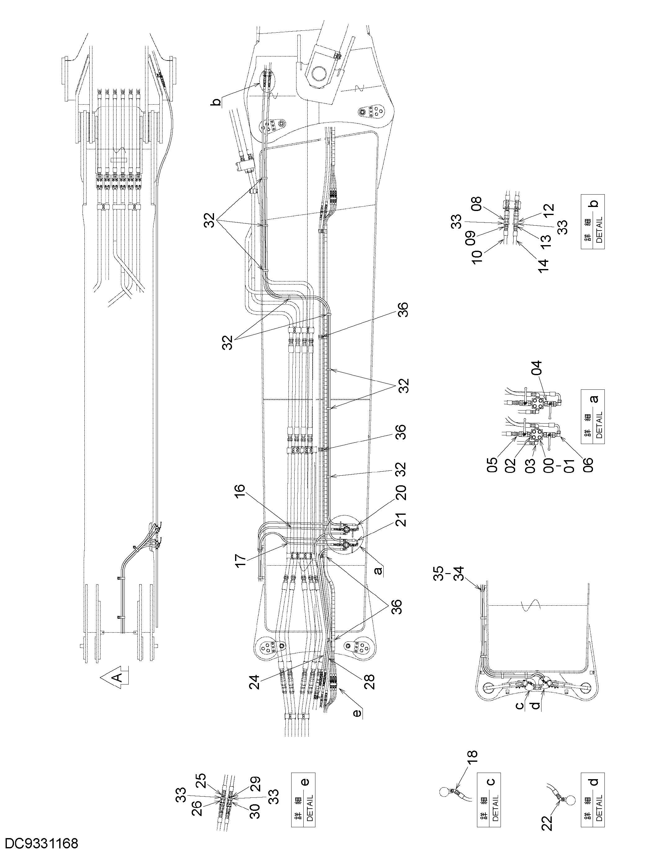 Схема Палец оператионал трубопроводы (2)(передний) HITACHI ZX1800K-3
