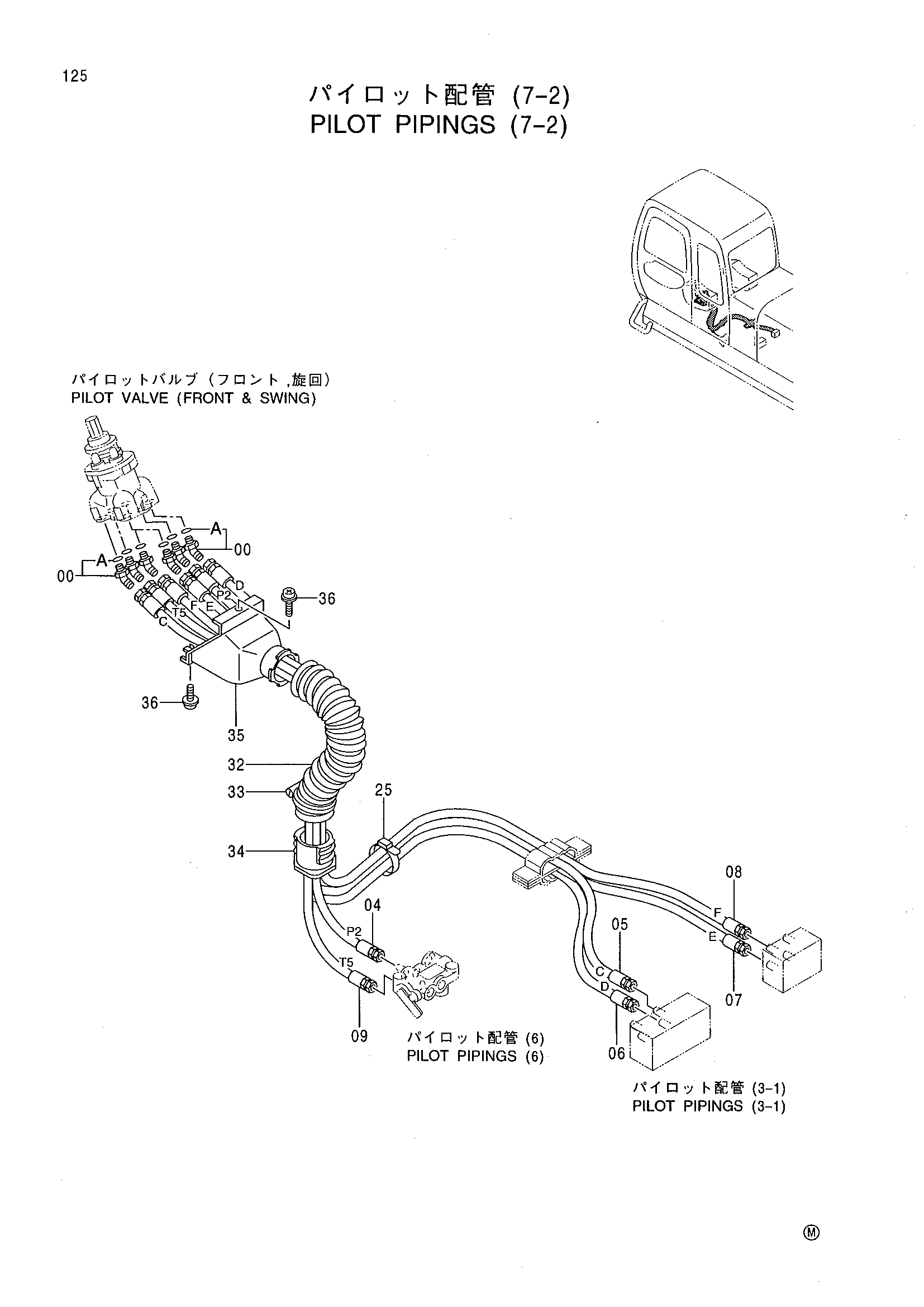 Схема Пилотный трубопроводы (7-2) HITACHI EX400-5
