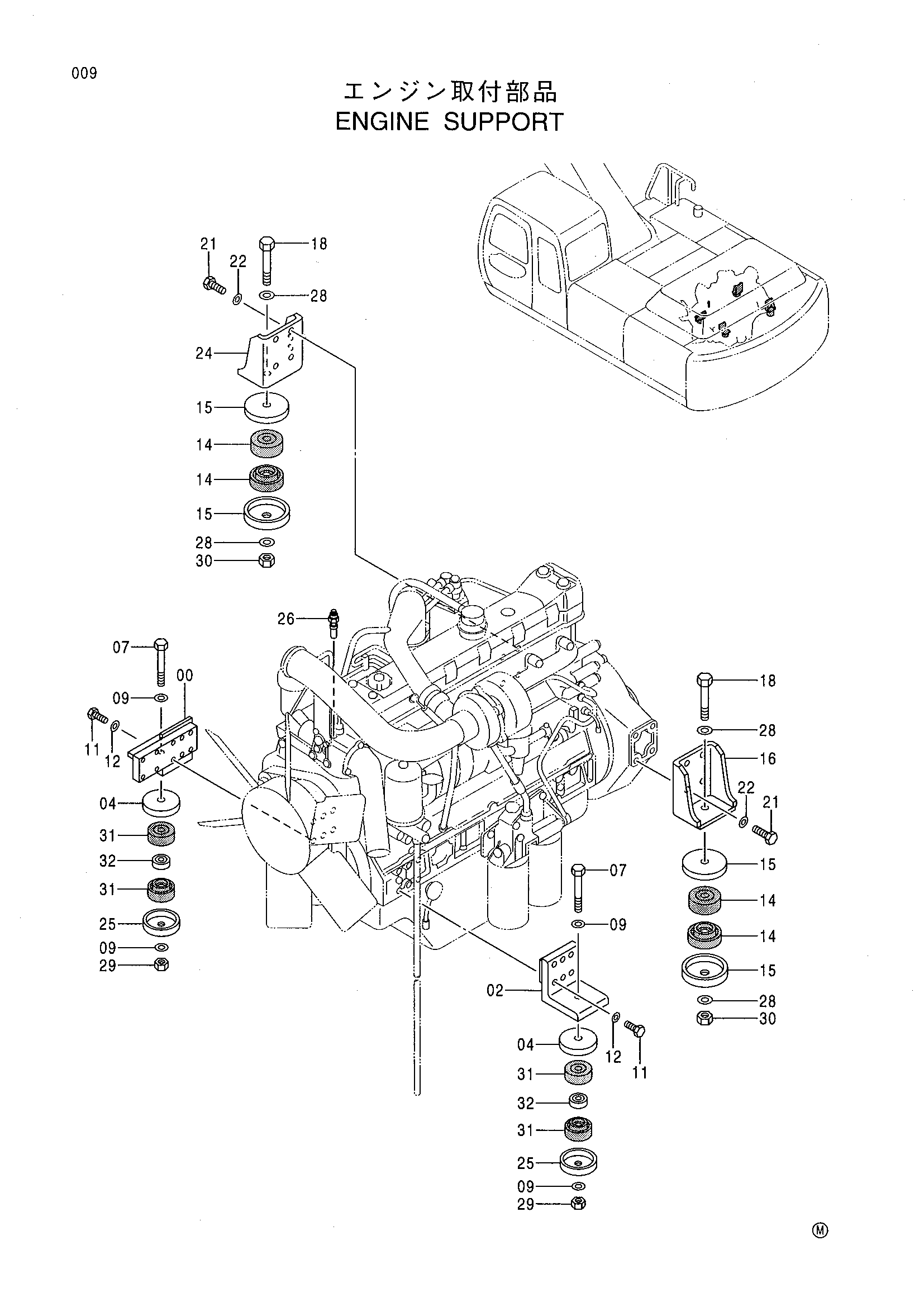 Схема Опора двигателя HITACHI EX300LCLL-5