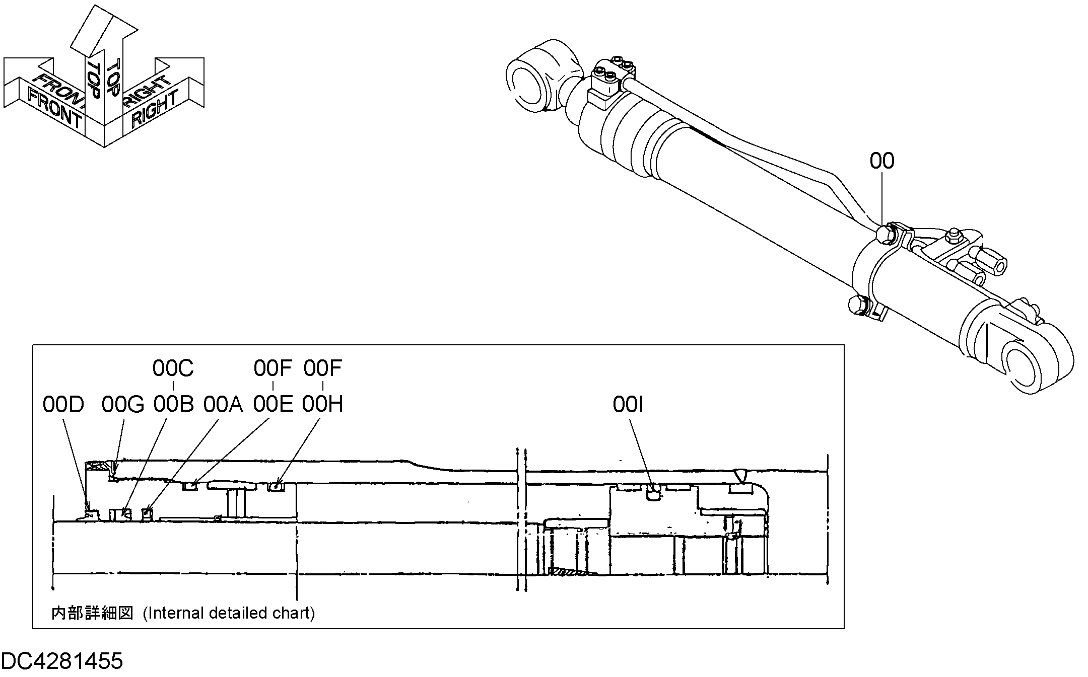 Схема Гидроцилиндр стрелы (левый) HITACHI EX90L-5