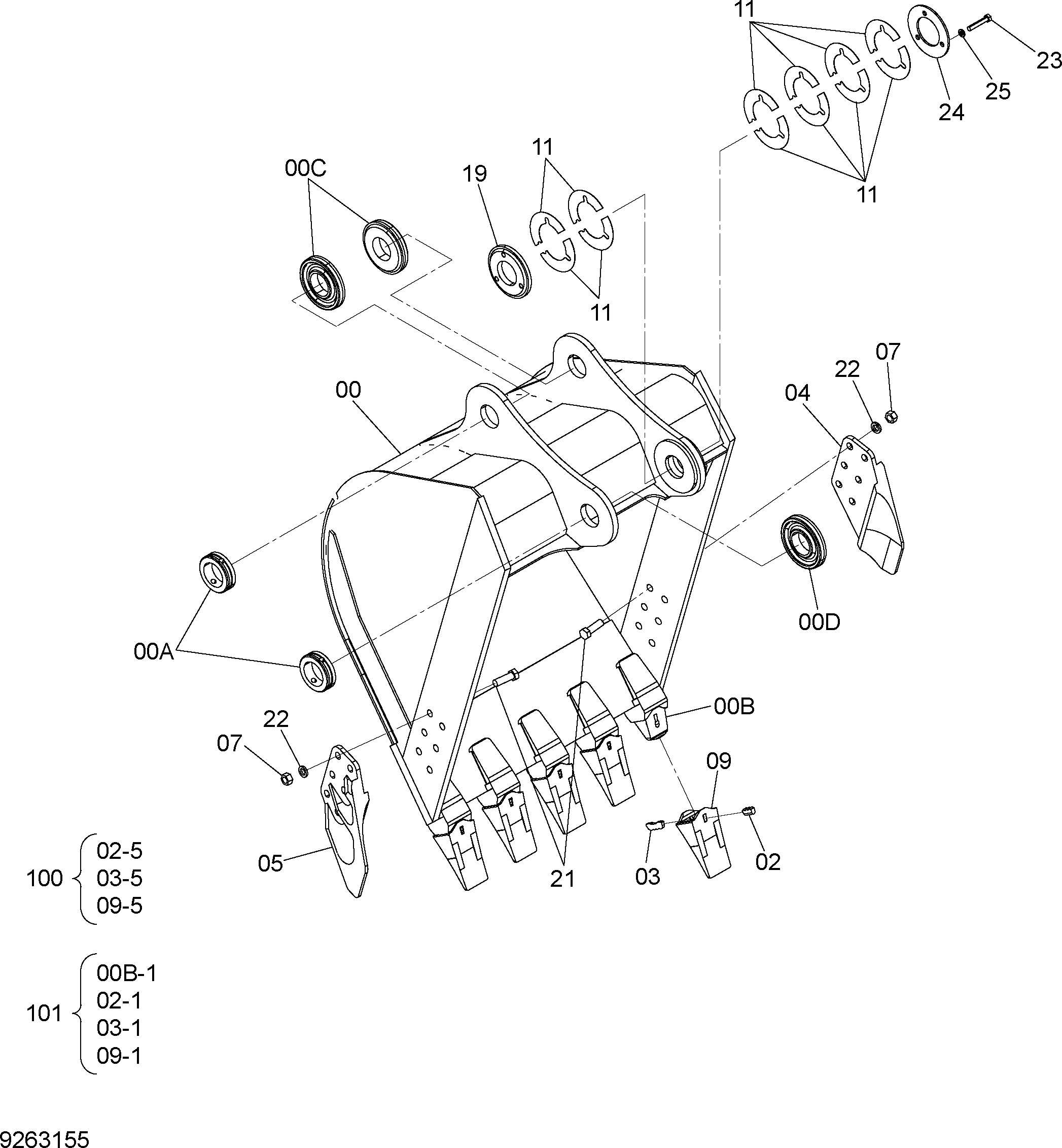 Схема K ковш 0.8m3 HITACHI ZX210H-5G