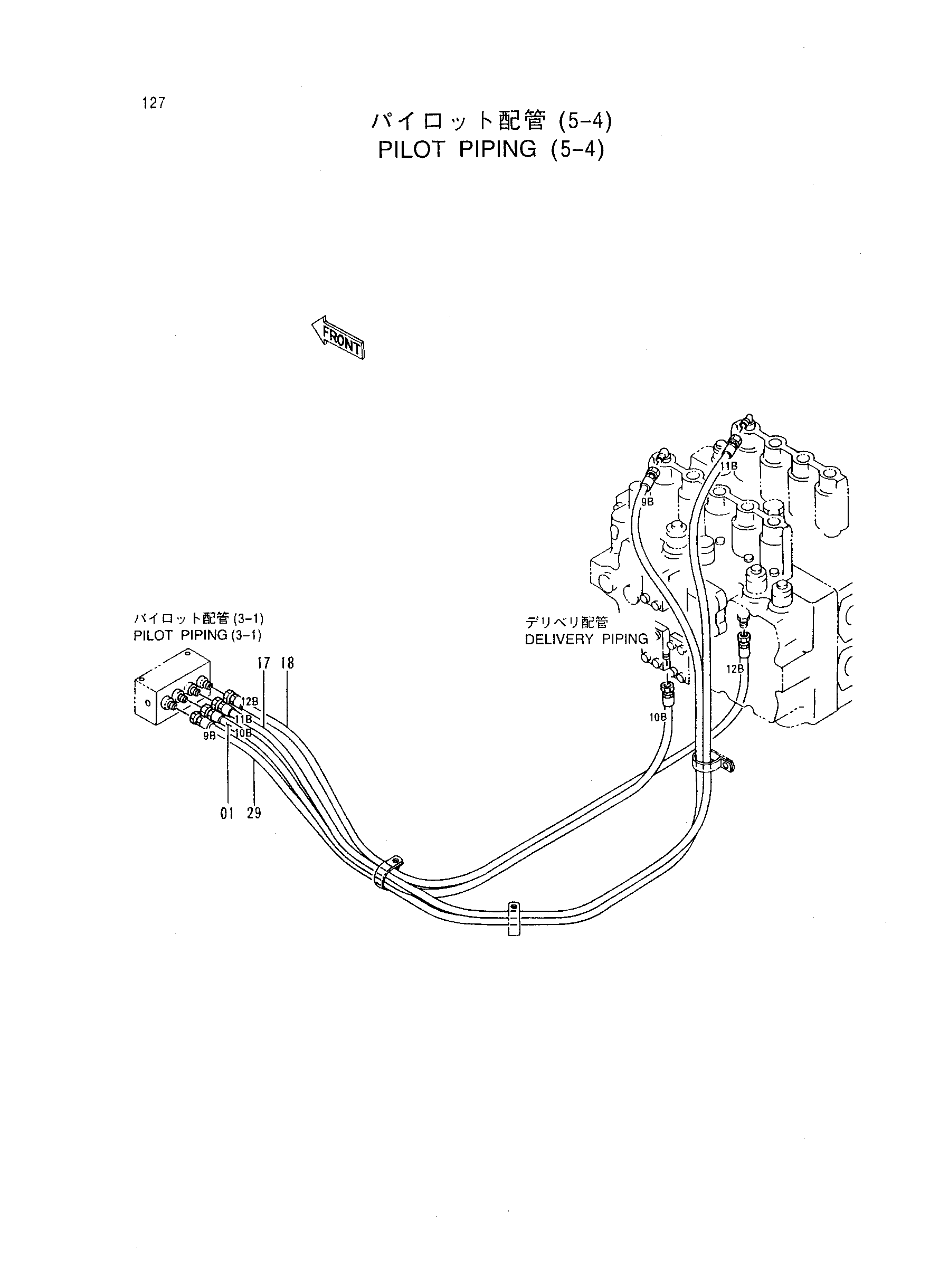 Схема Пилотные гидролинии (5-4) HITACHI EX450H-5