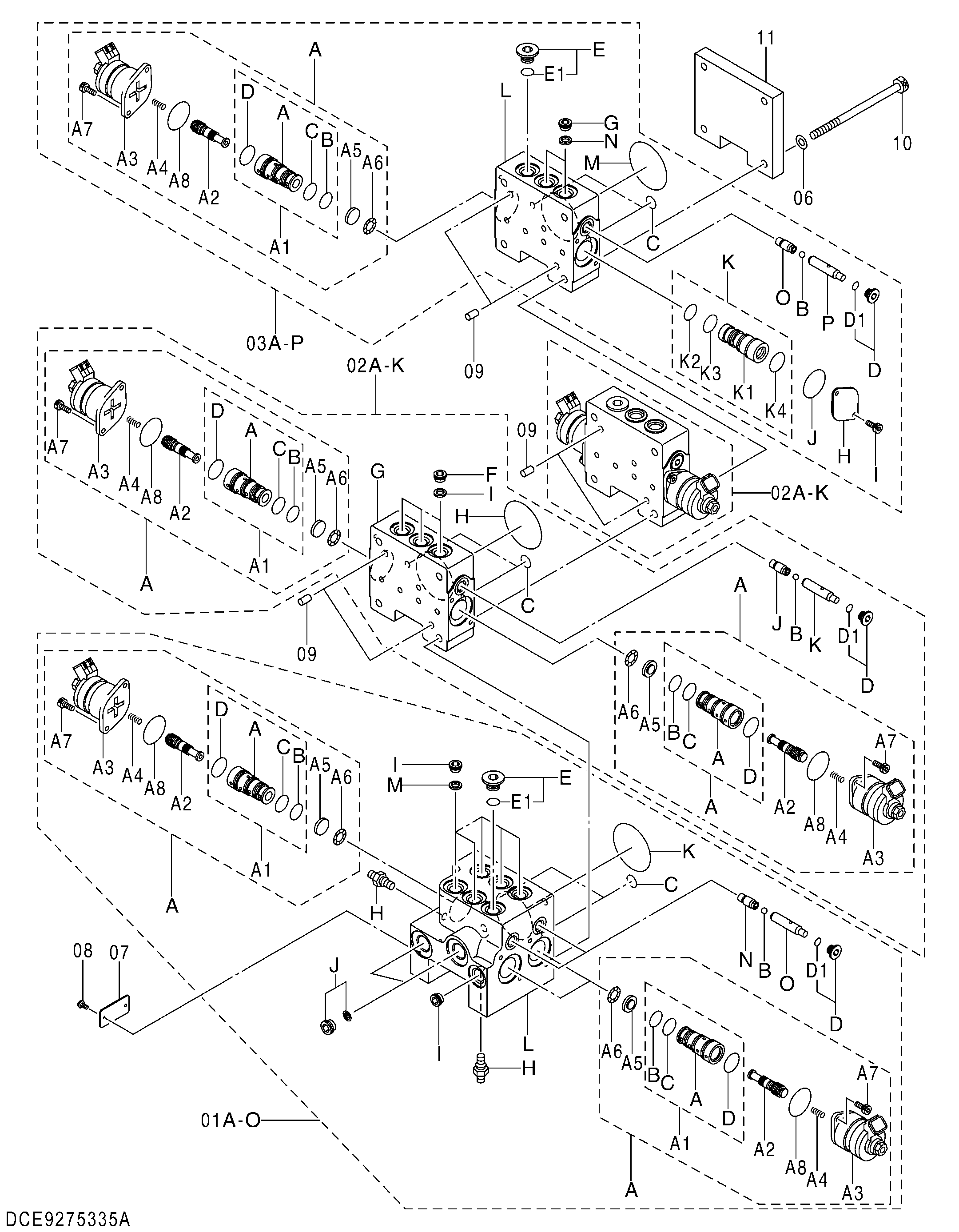 Схема Электромагнитный клапан (для 8 секция) HITACHI ZX140W-3