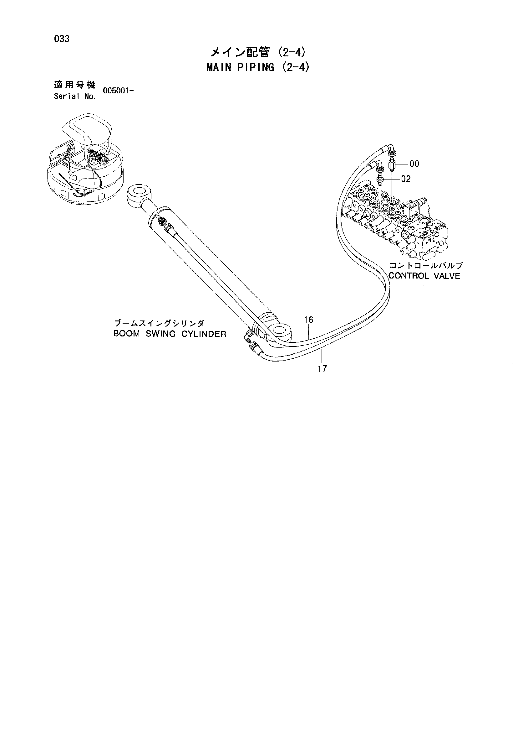 Схема Основные гидролинии (2-4) HITACHI ZX50U