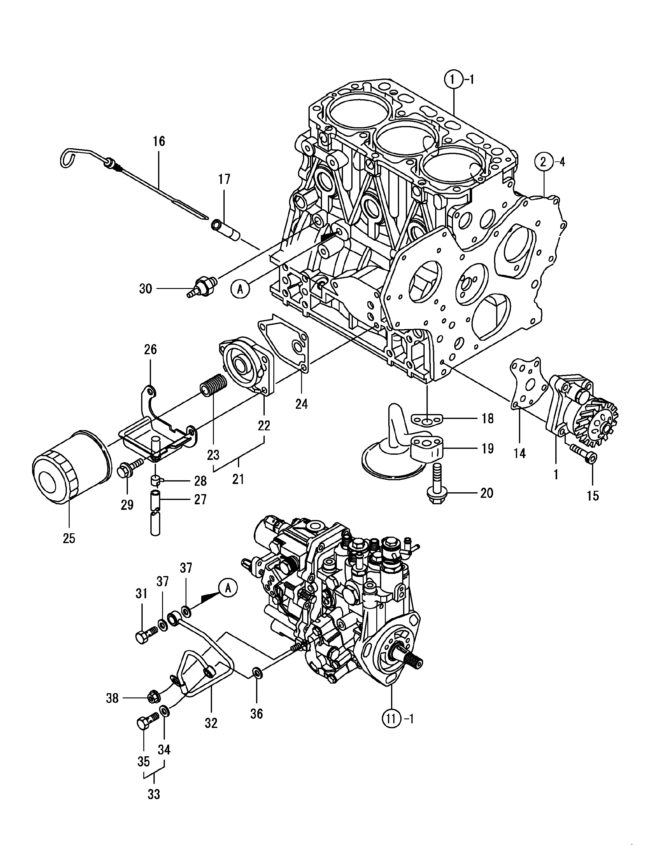 Схема Луб.оил система HITACHI ZX35U-3F