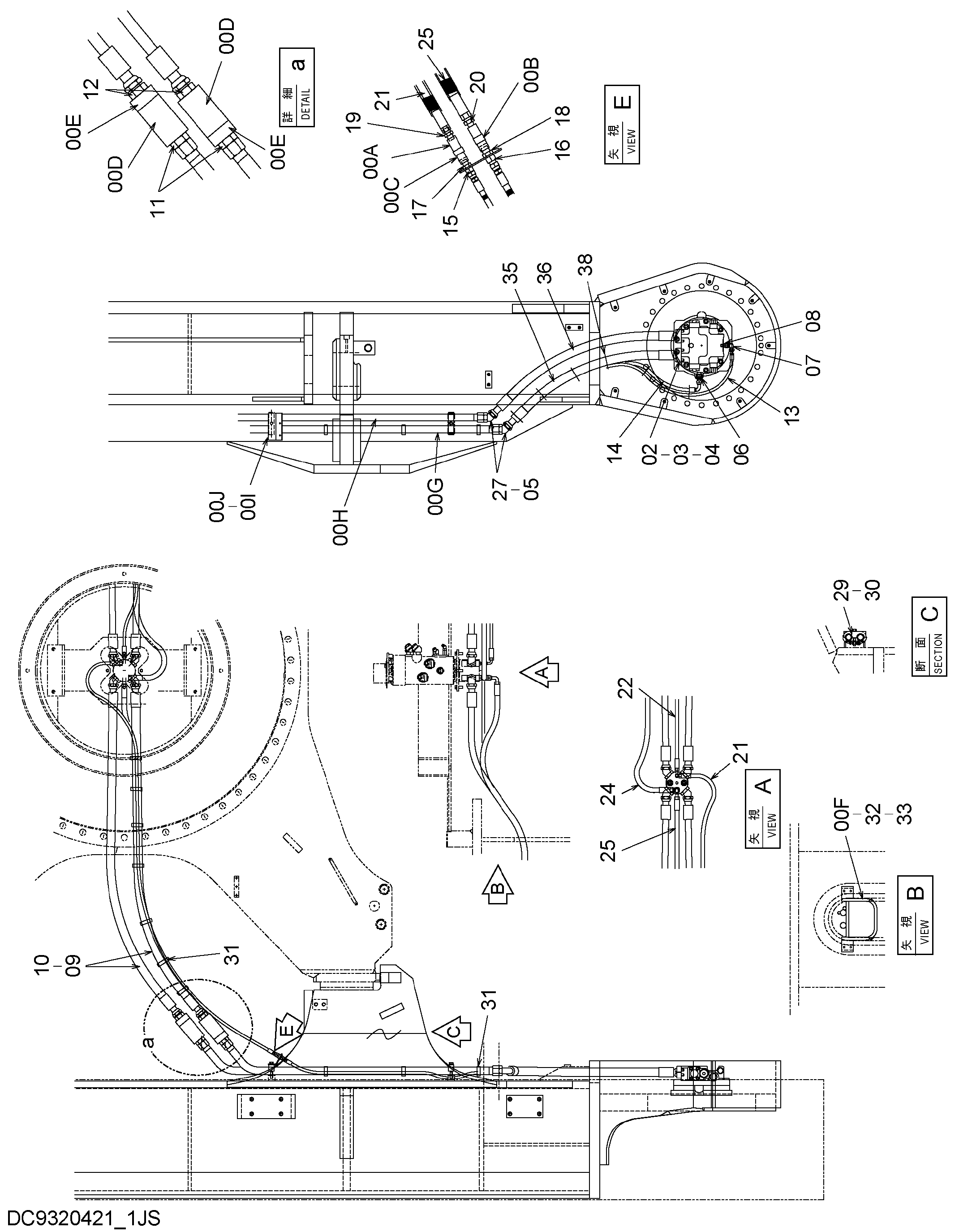 Схема Гидролинии хода HITACHI ZX1800K-3