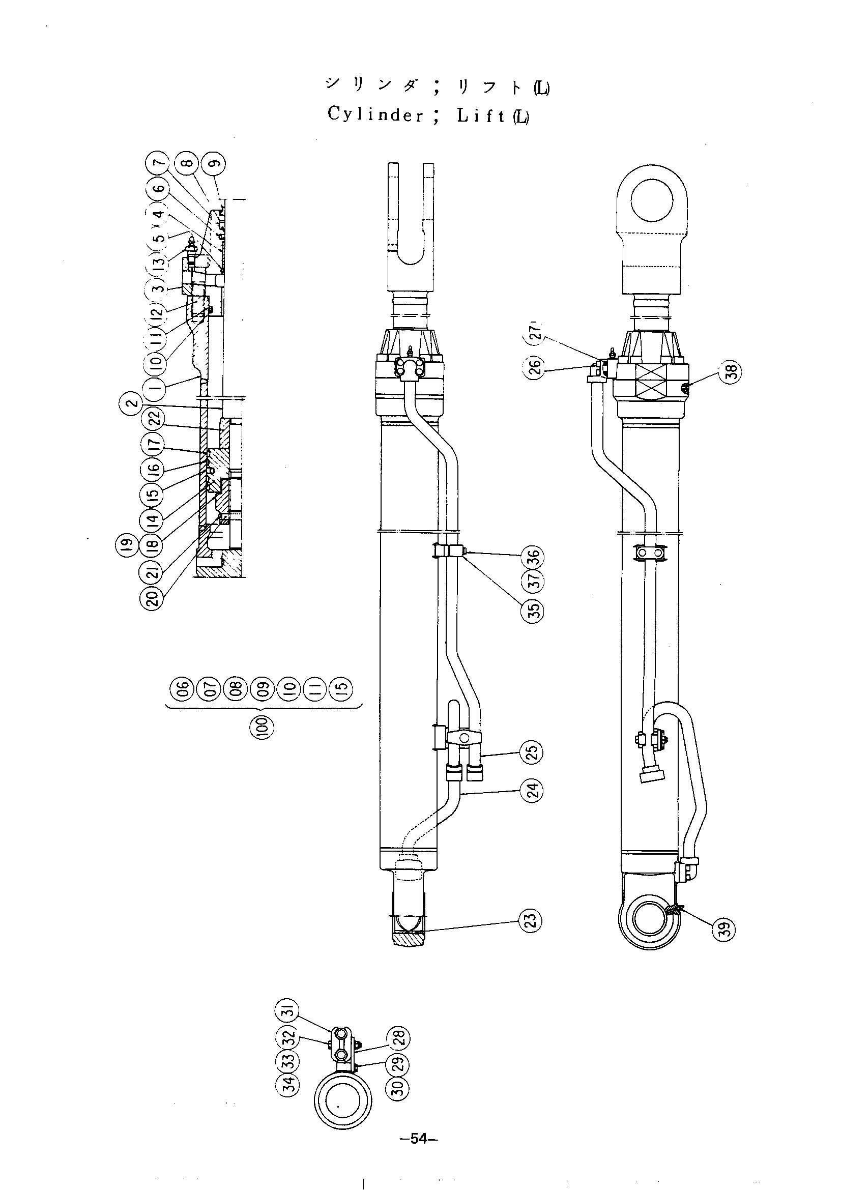 Схема Подъём гидроцилиндр (левый) HITACHI UH123