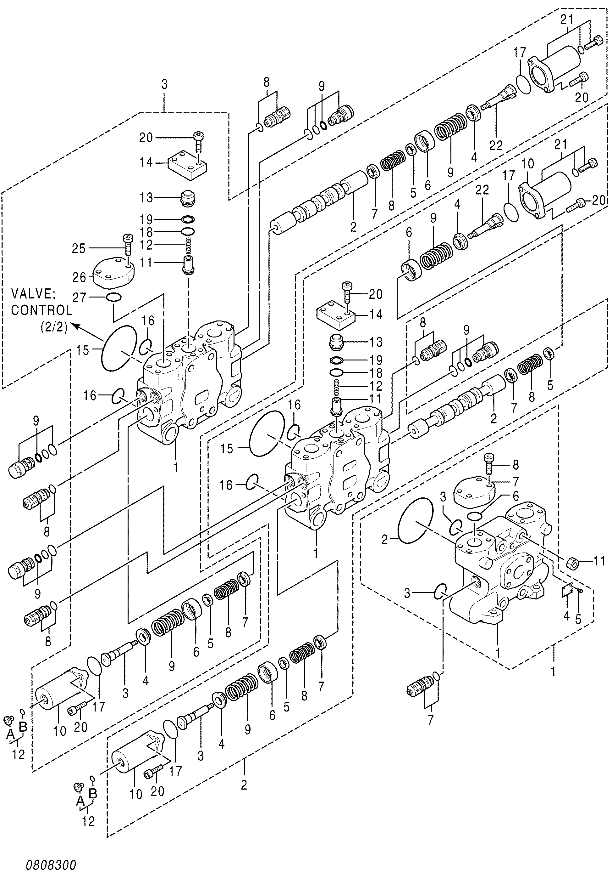 Схема Гидрораспределитель (1/2) HITACHI EX2600-6BH