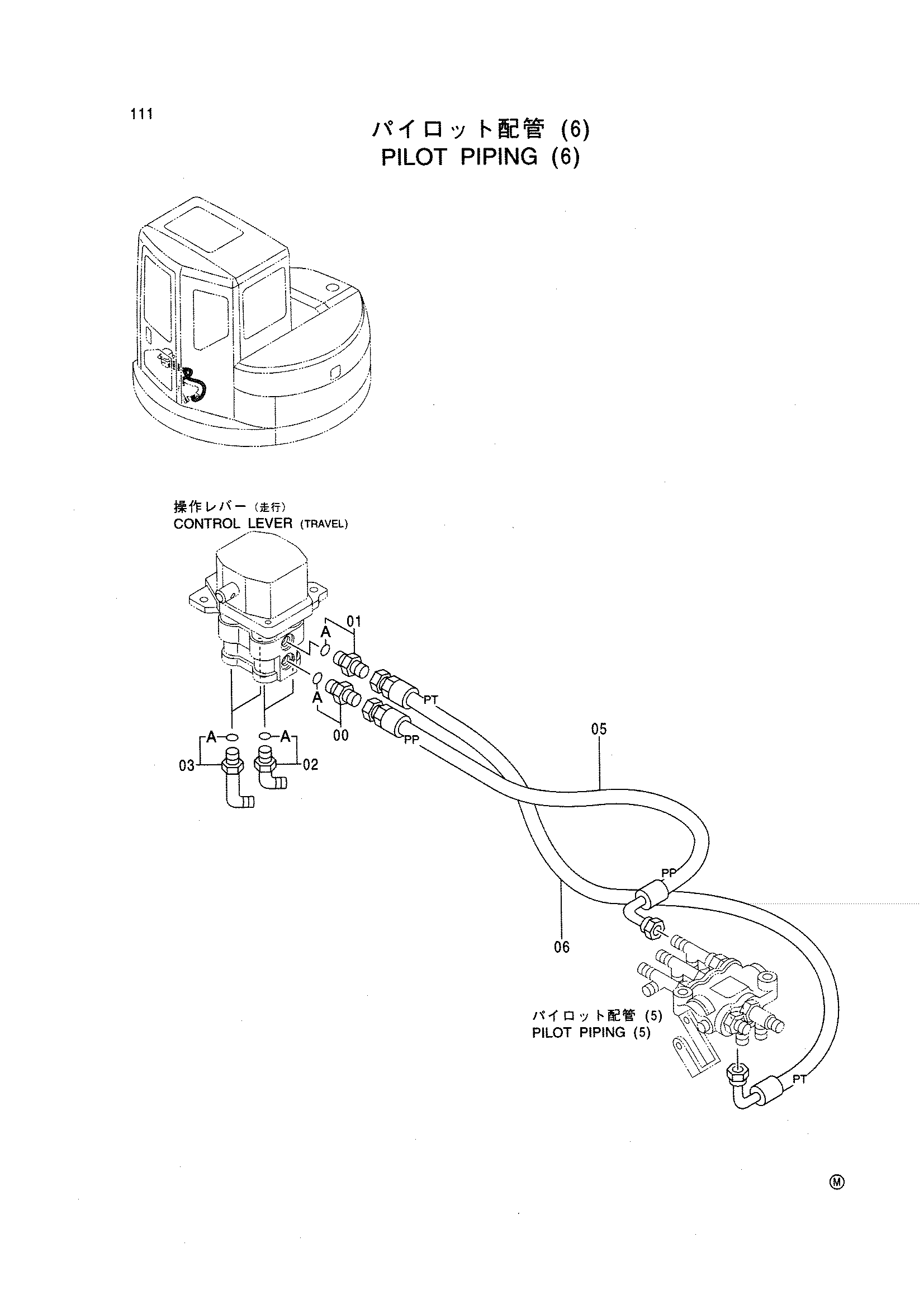 Схема Пилотные гидролинии (6) HITACHI EX75US-5