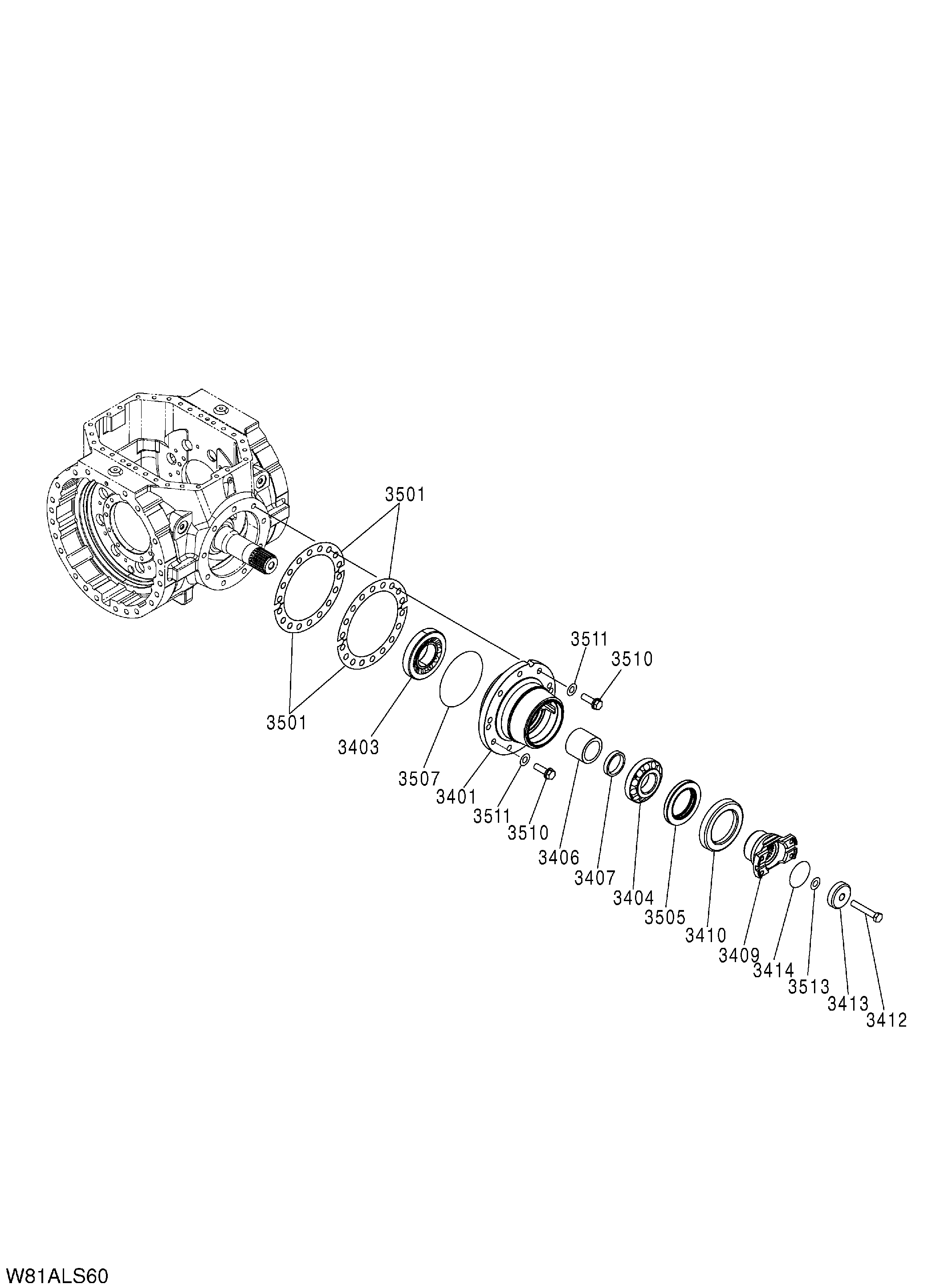 Схема Мост в сборе (F) (4/4) (LSD) HITACHI ZW250