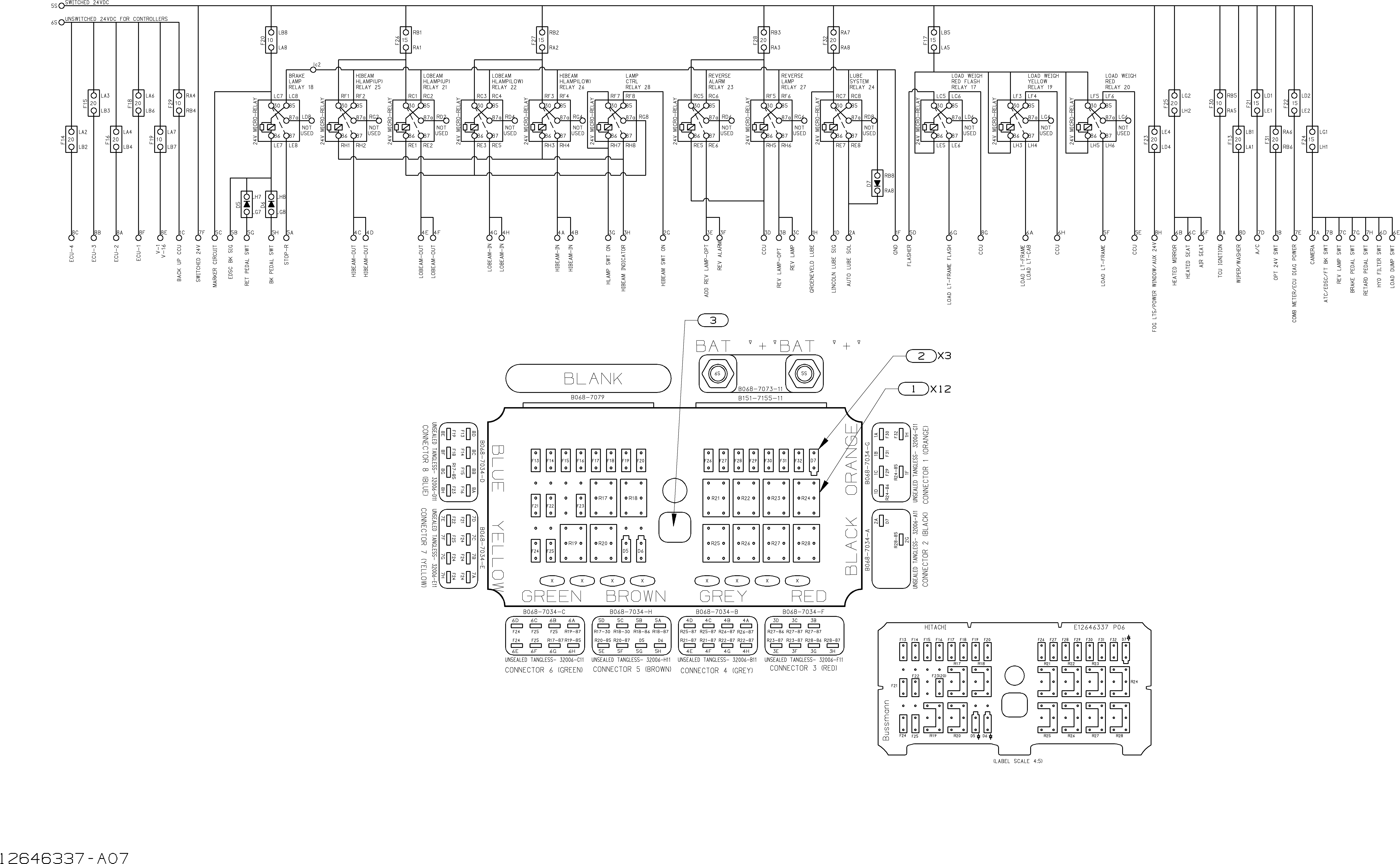 Схема 3725-Киркуит боард-ктр вехикле HITACHI EH1100-3