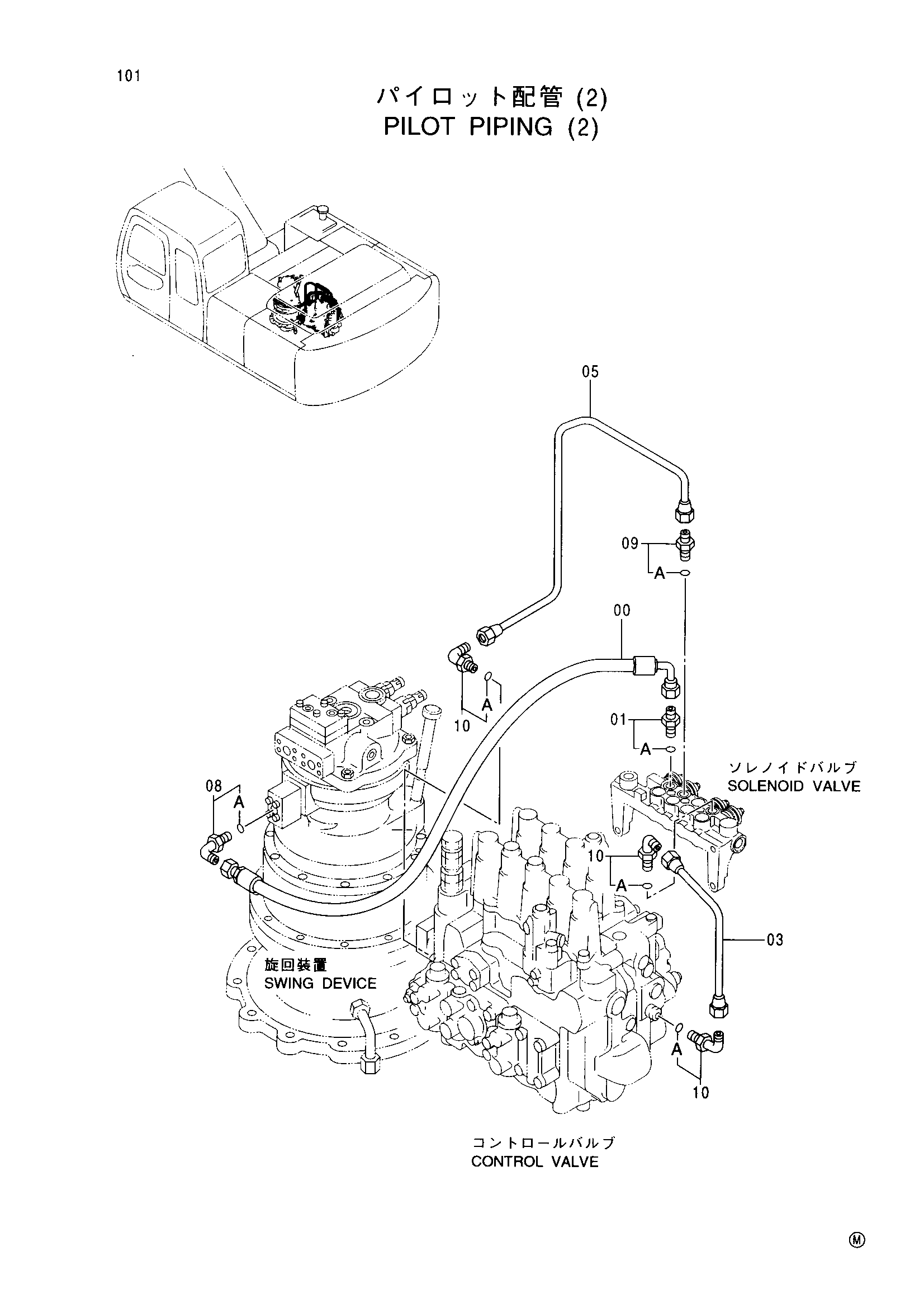 Схема Пилотный трубопроводы (2) HITACHI EX270-5