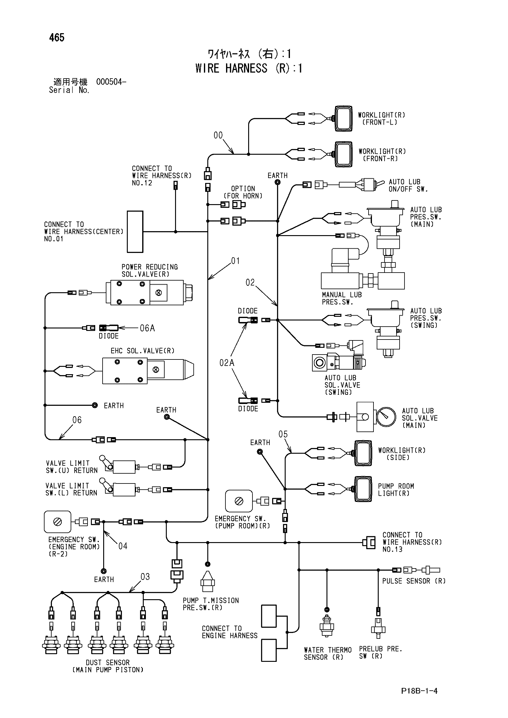 Схема Провод жгут проводов (правый): 1 HITACHI EX5500-5
