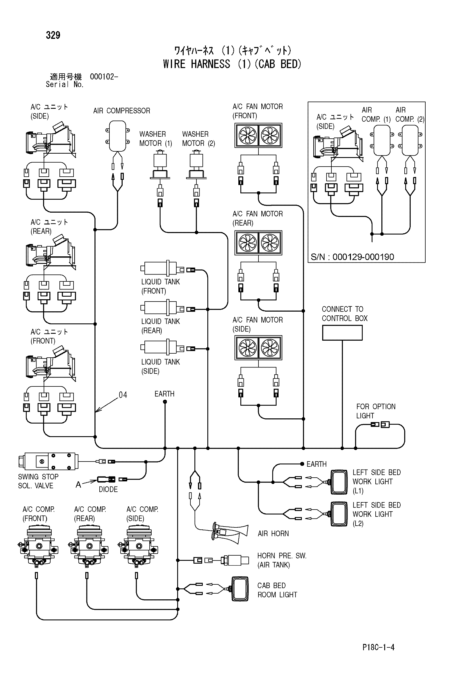 Схема Провод жгут проводов (1)(кабина платформа) HITACHI EX1900-5