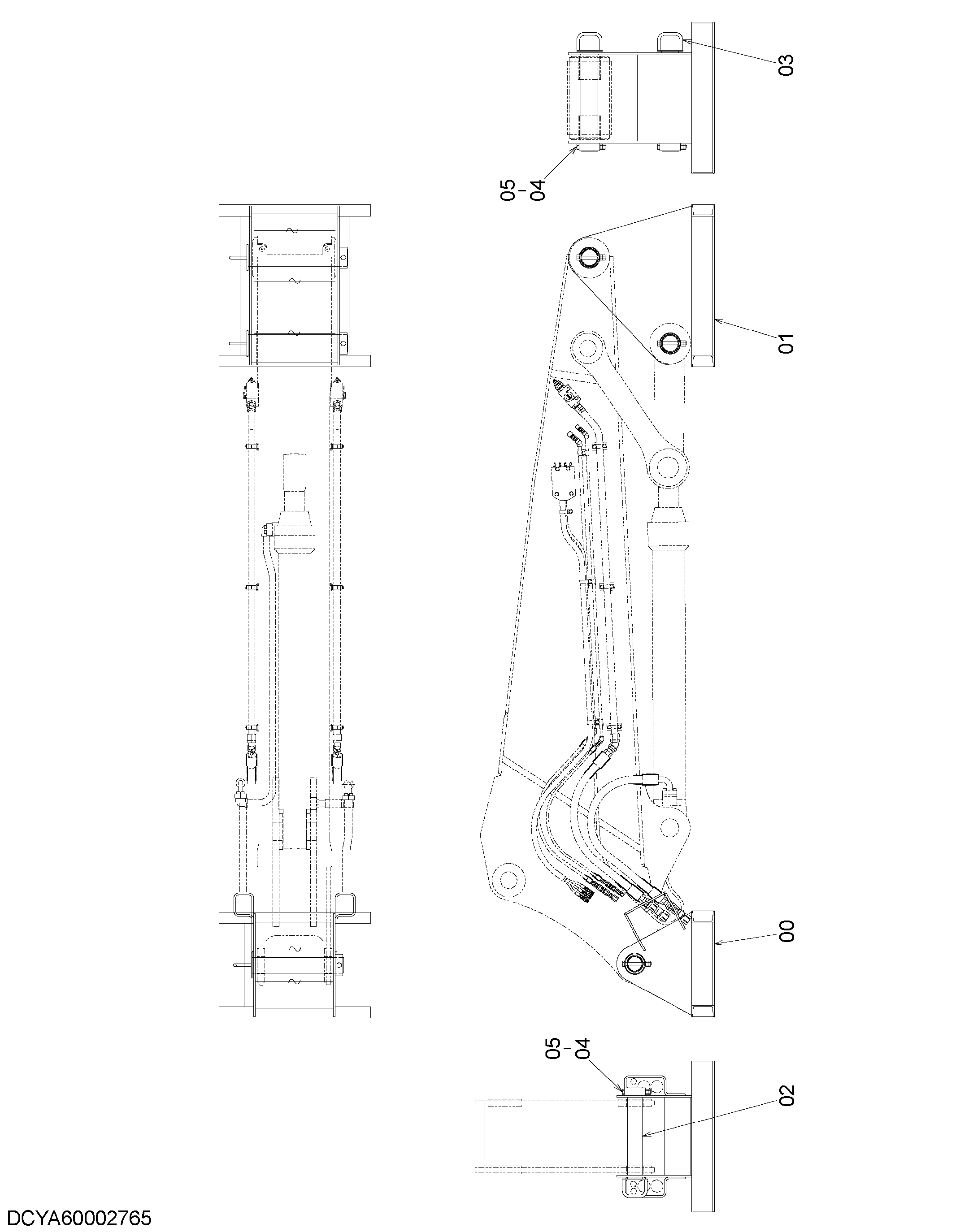 Схема Стойка (верхний рукоять 4.65m) HITACHI ZX1800K-3