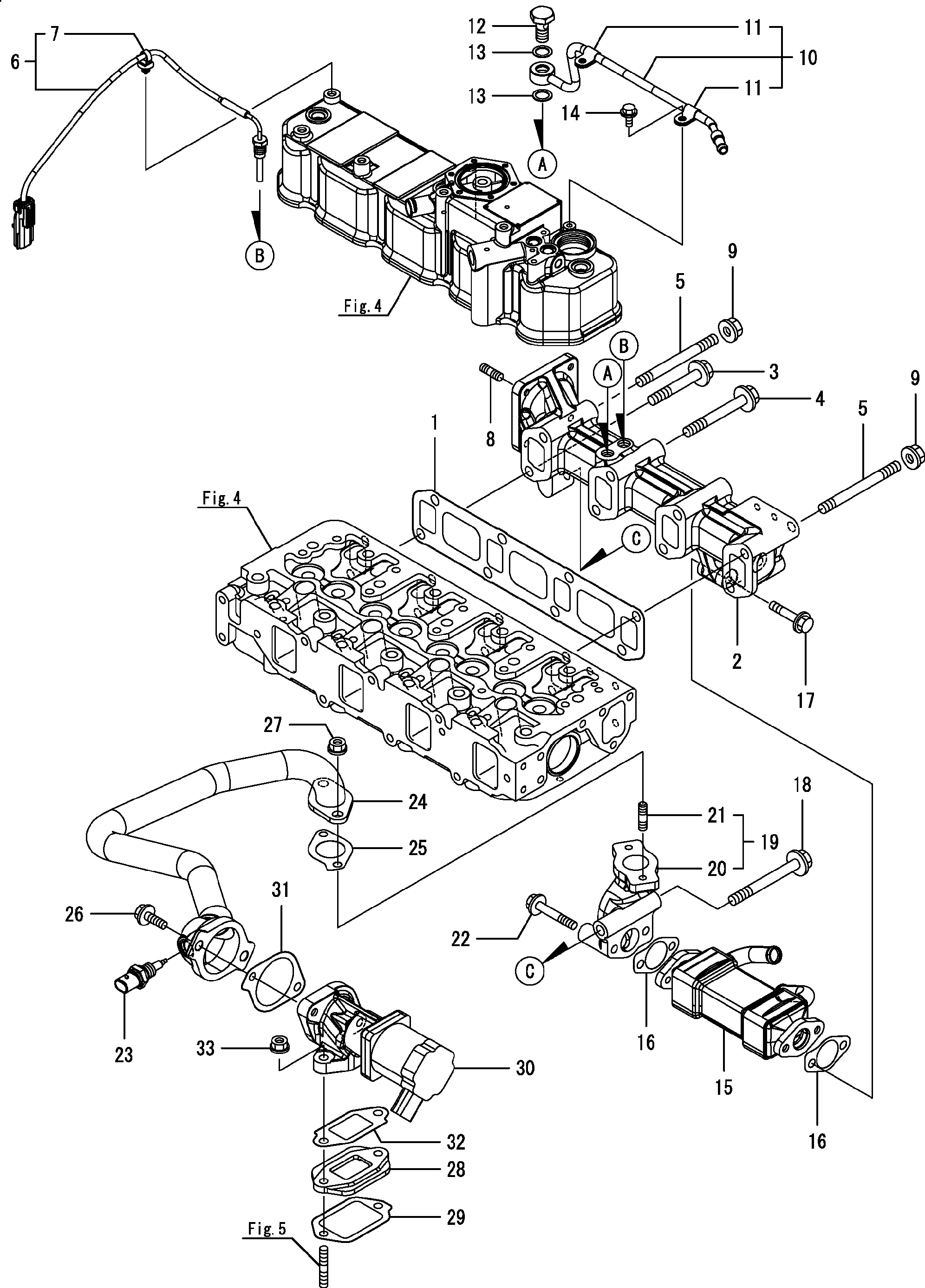 Схема Выпускной коллектор HITACHI ZX50U-5N