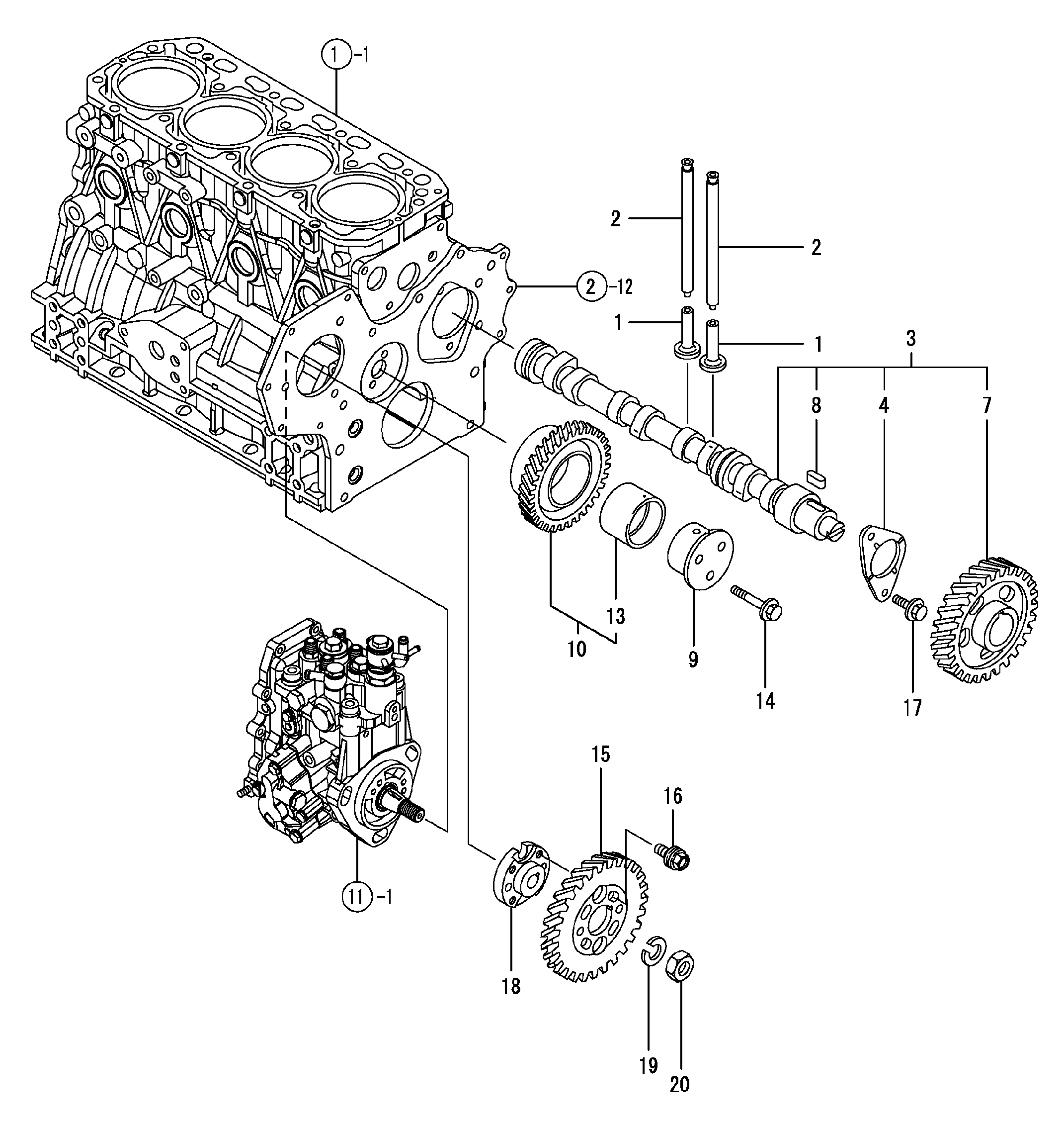 Схема Камсхафт, дривинг шестерня HITACHI ZX40U-2