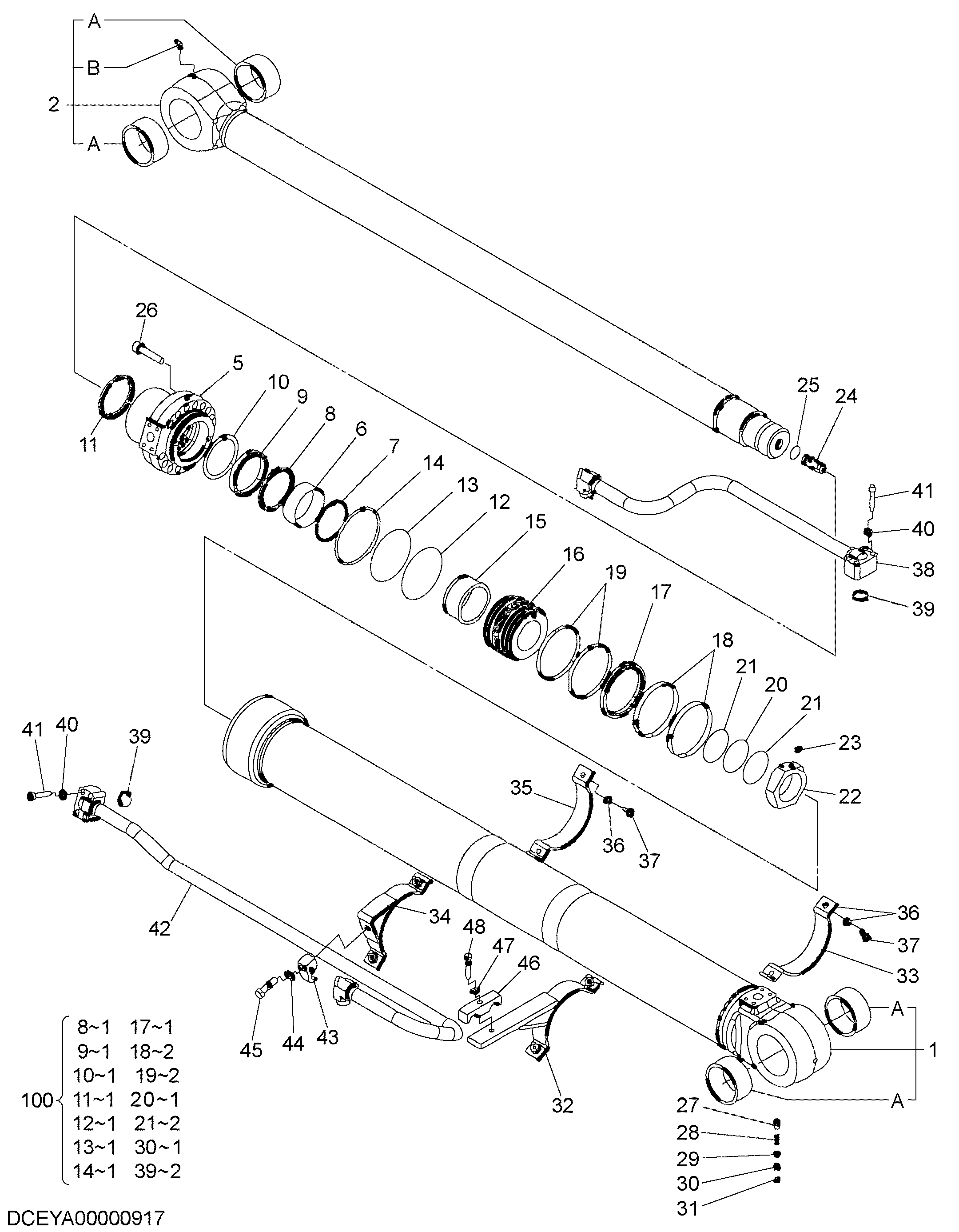 Схема Гидроцилиндр рукояти (2P-BOOM) HITACHI ZX290LCN-5B