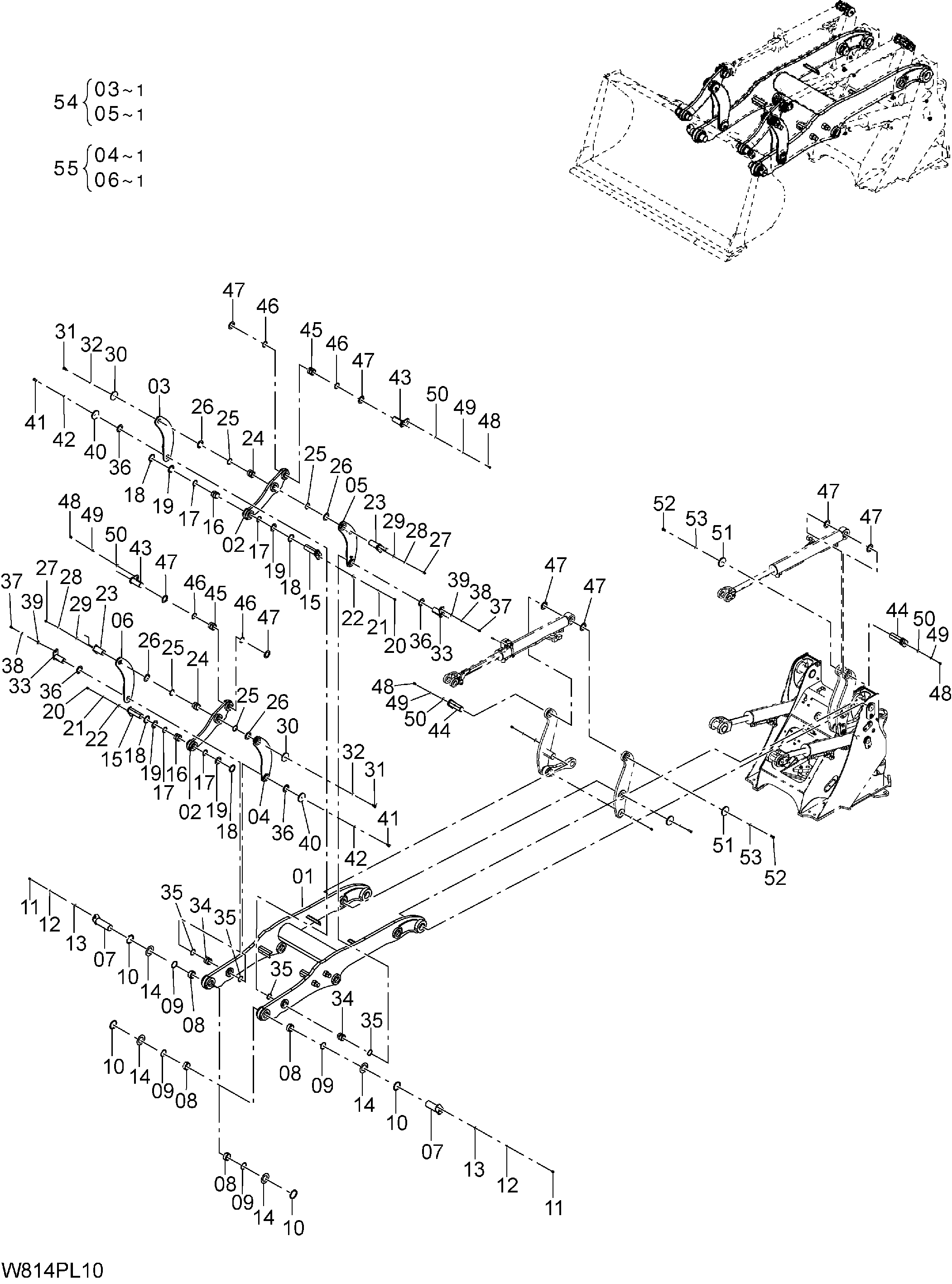 Схема Подъём рукоять(параллел)(1) [HLC, HPC] (PAL) HITACHI ZW140PL