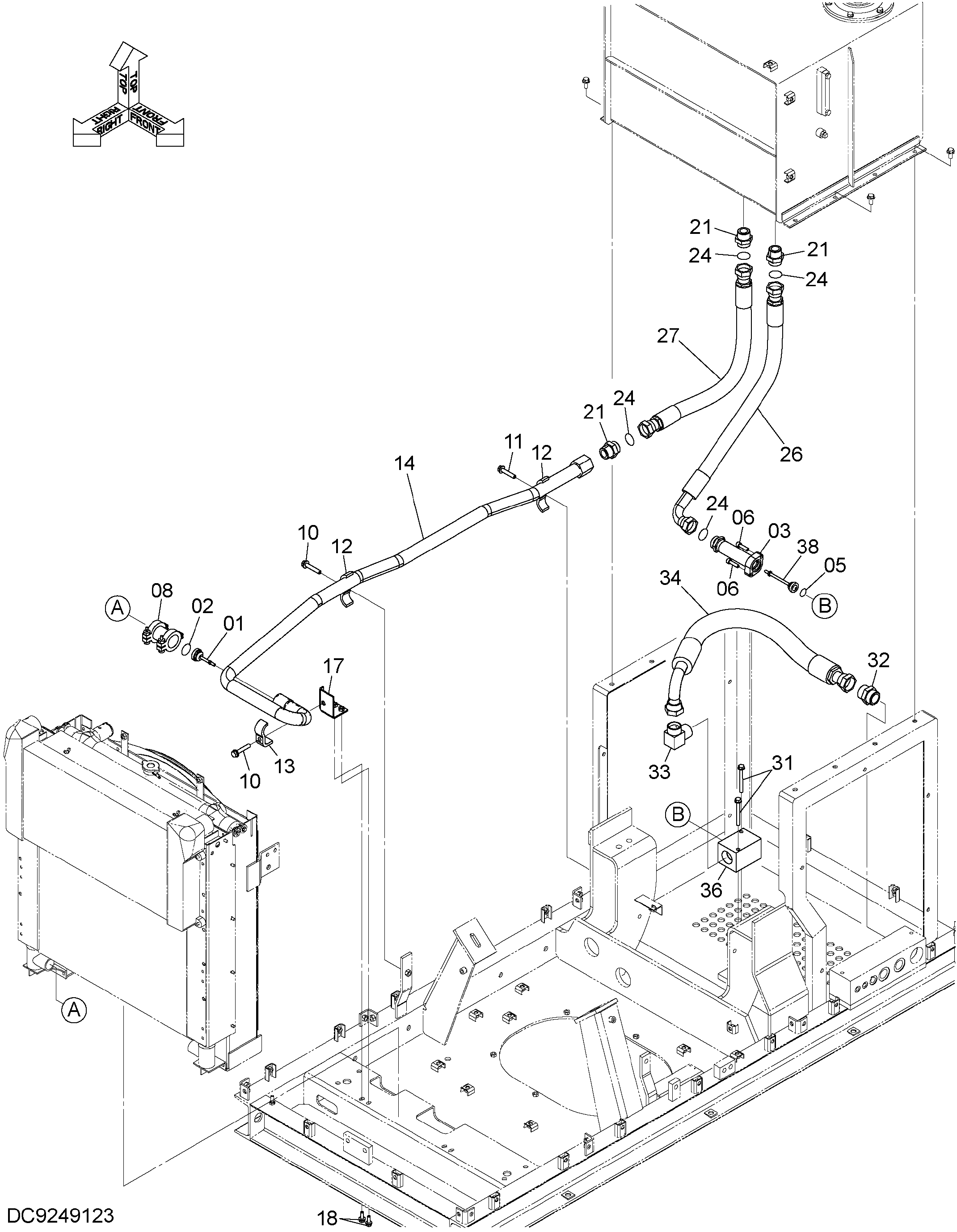 Схема Обратные трубопроводы (1) HITACHI HU230-A
