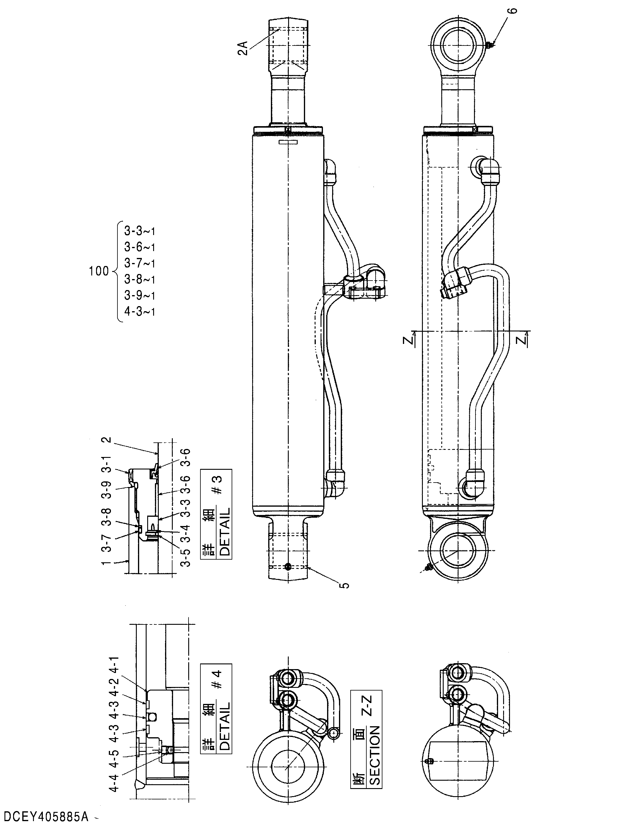 Схема Гидроцилиндр. разгрузка (левый) HITACHI EG65R-3