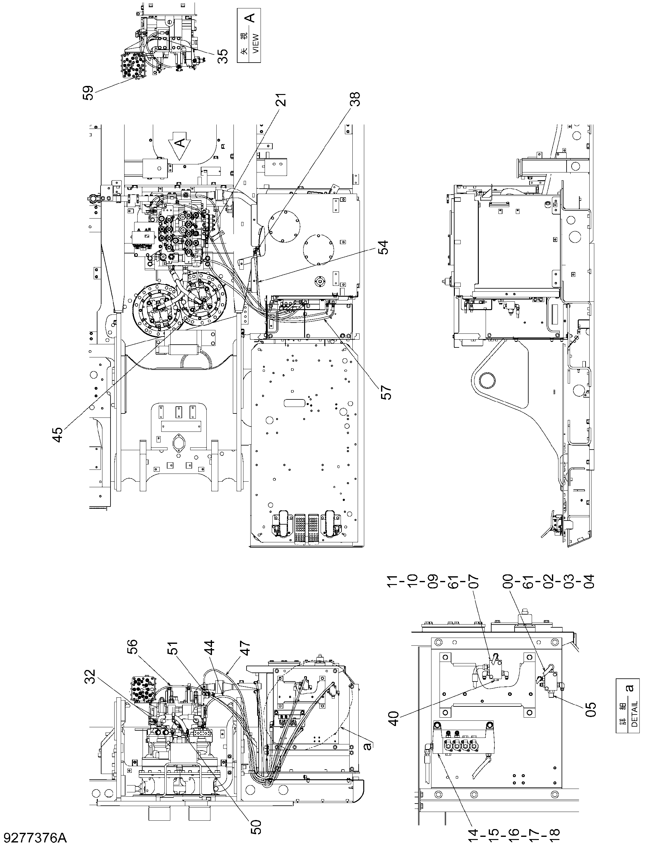 Схема Пилотные гидролинии (многофункциональный назначение стрела) HITACHI ZX470H-3