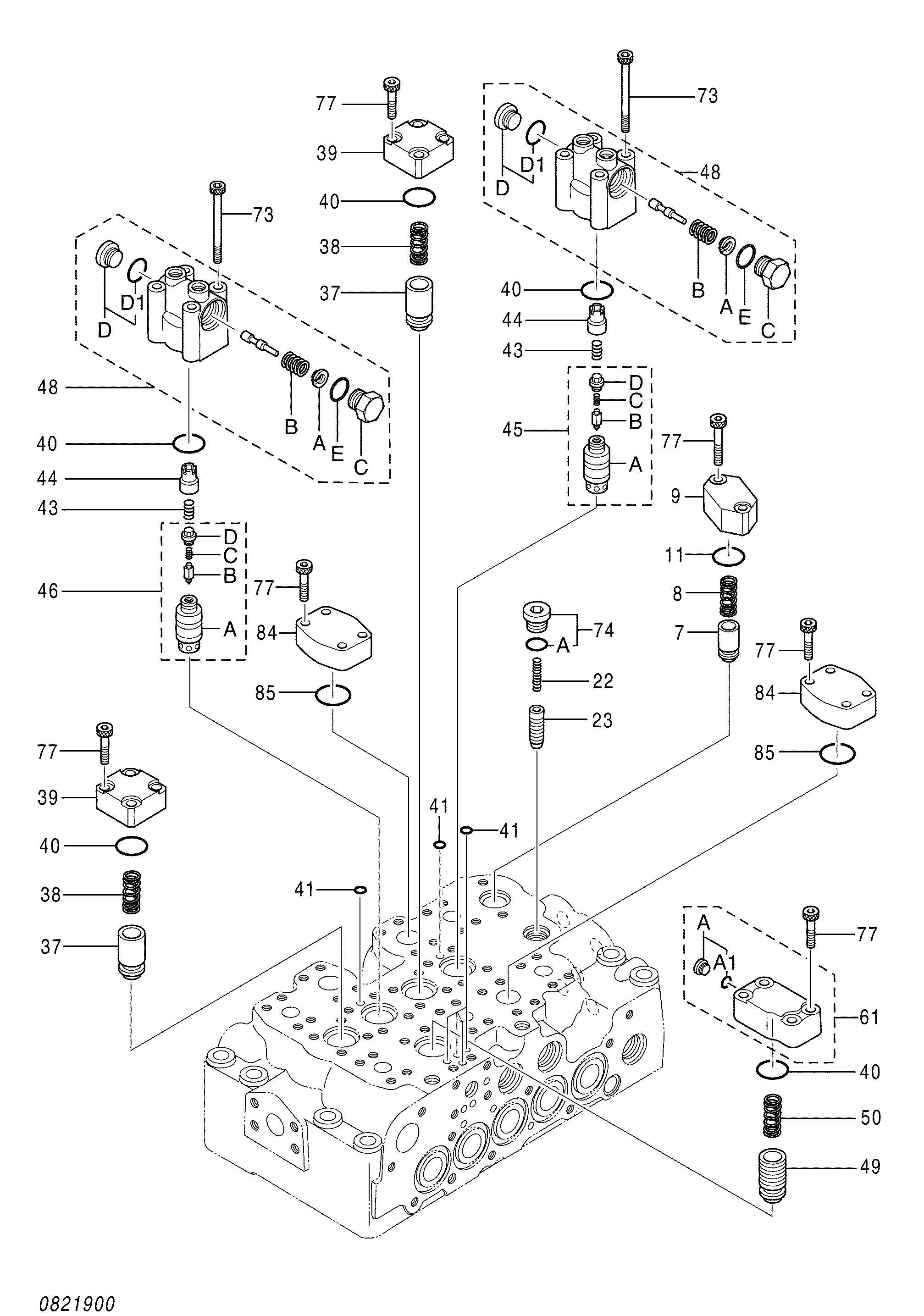 Схема Гидрораспределитель (1/5) HITACHI ZX240LC-3G