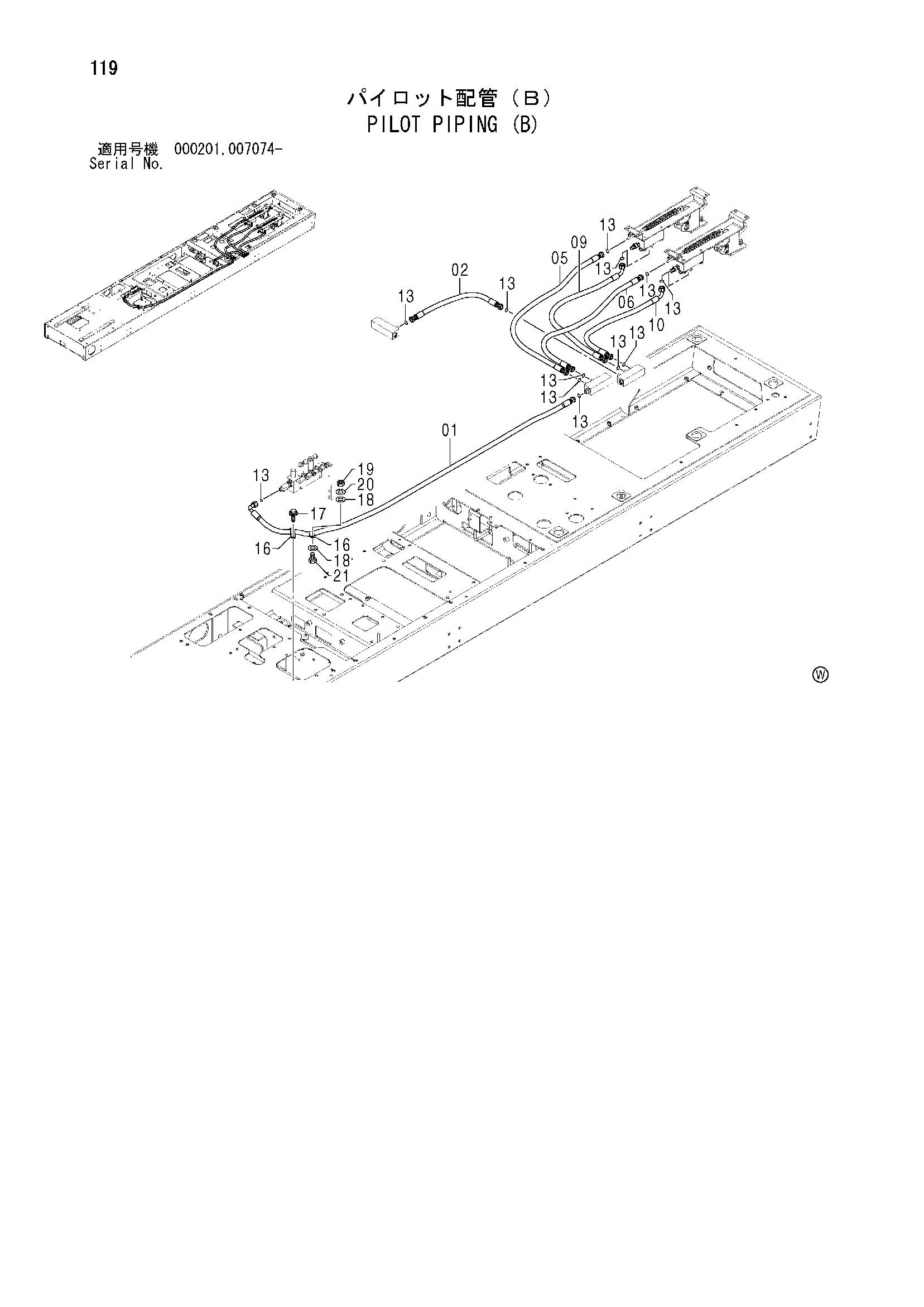 Схема Пилотные гидролинии (B) HITACHI SCX900-2C3