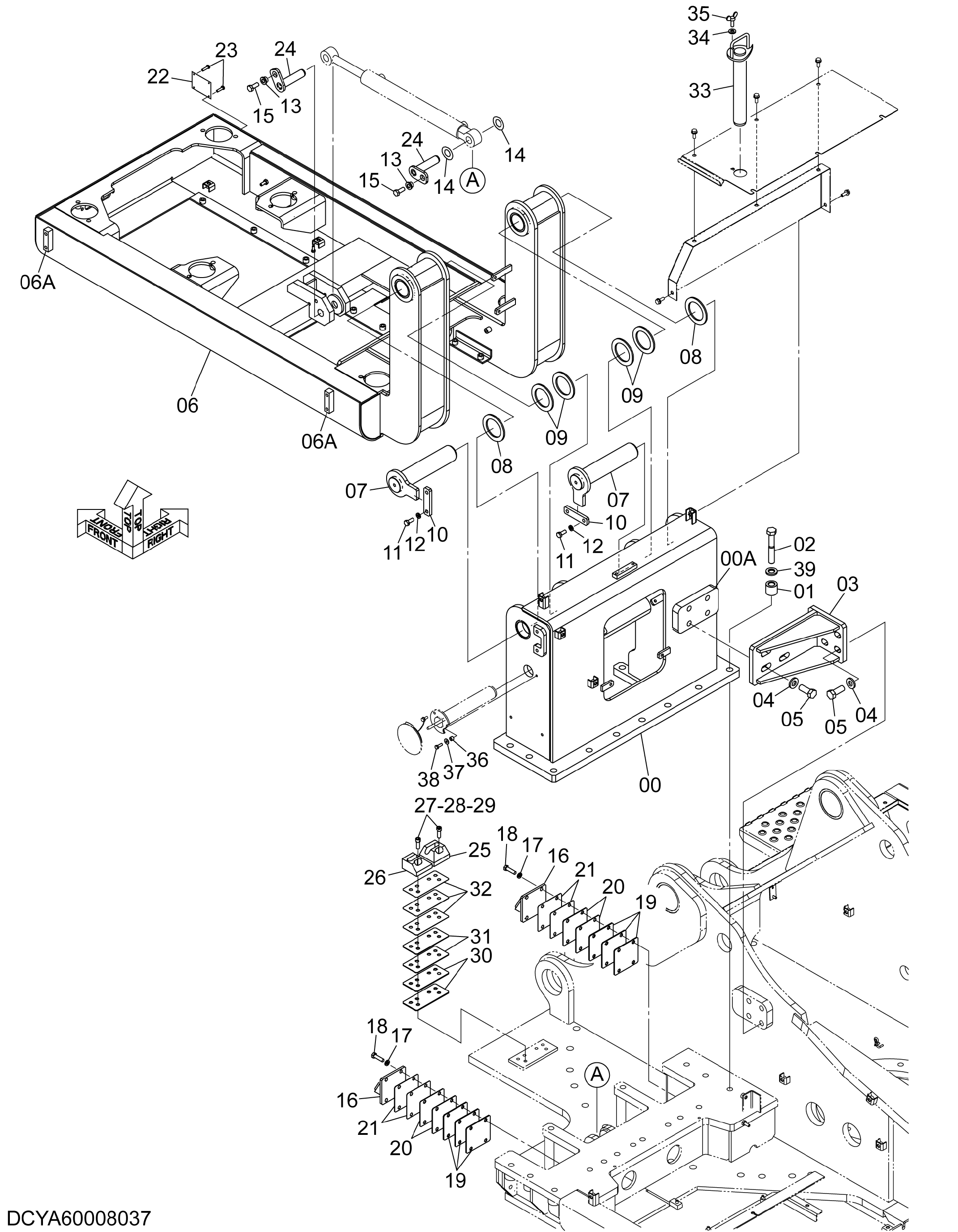 Схема Наклон кабина детали HITACHI ZX350K-3