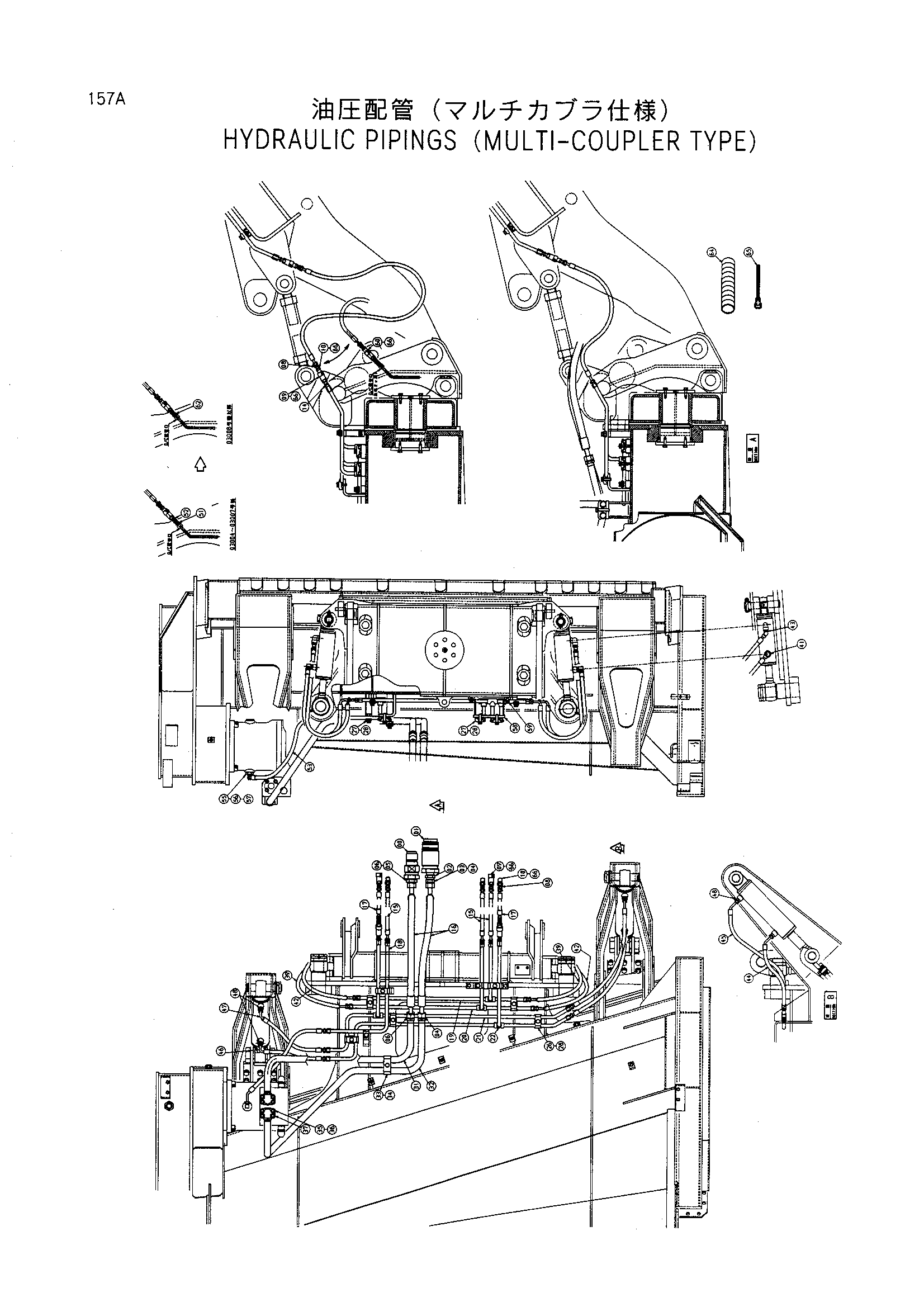 Схема Гидравлический трубопроводы (мулти-коуплер тип) HITACHI LX80RS-2