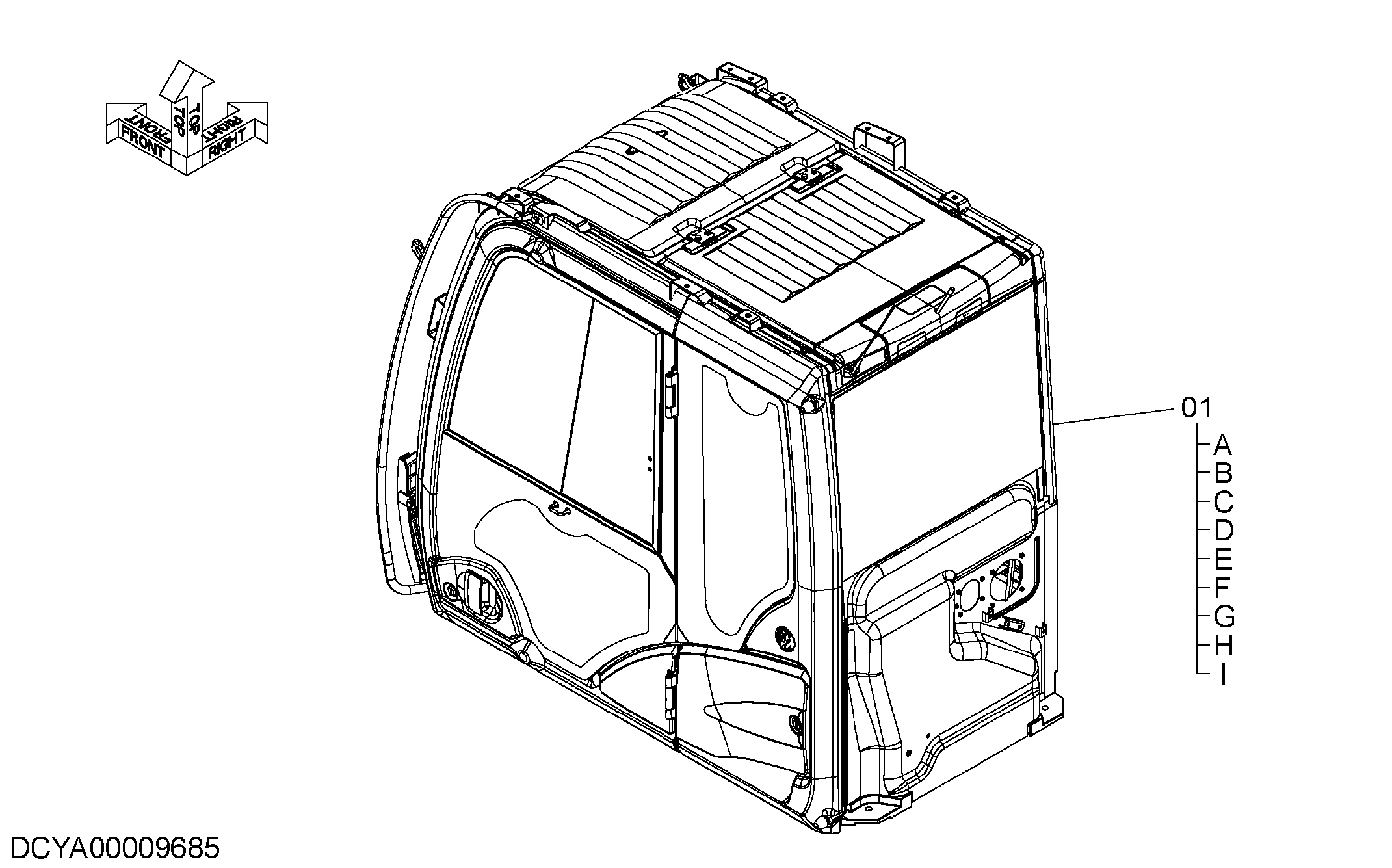 Схема Кабина (сателлите коммуникатионс)(с защита сиденье) HITACHI ZX210H-5G