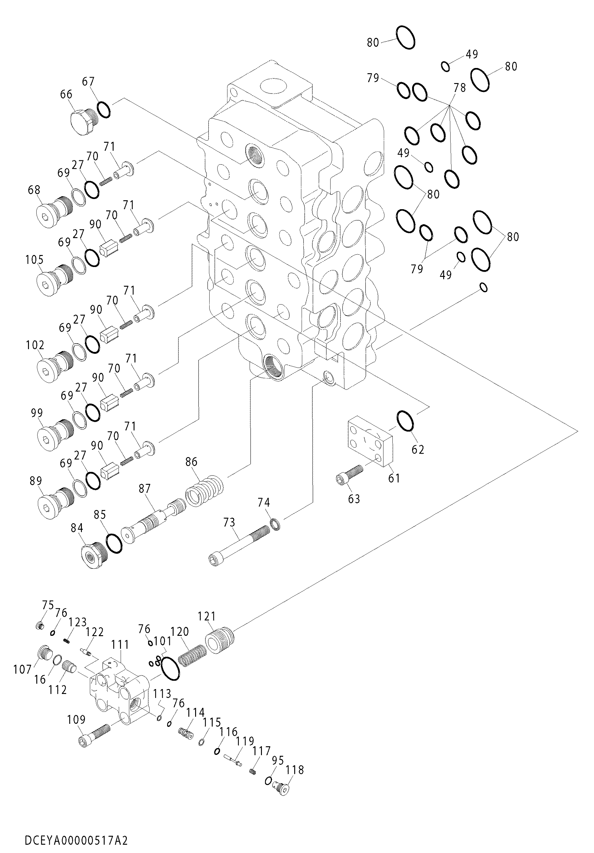Схема Гидрораспределитель (2/4) HITACHI ZX850-3F
