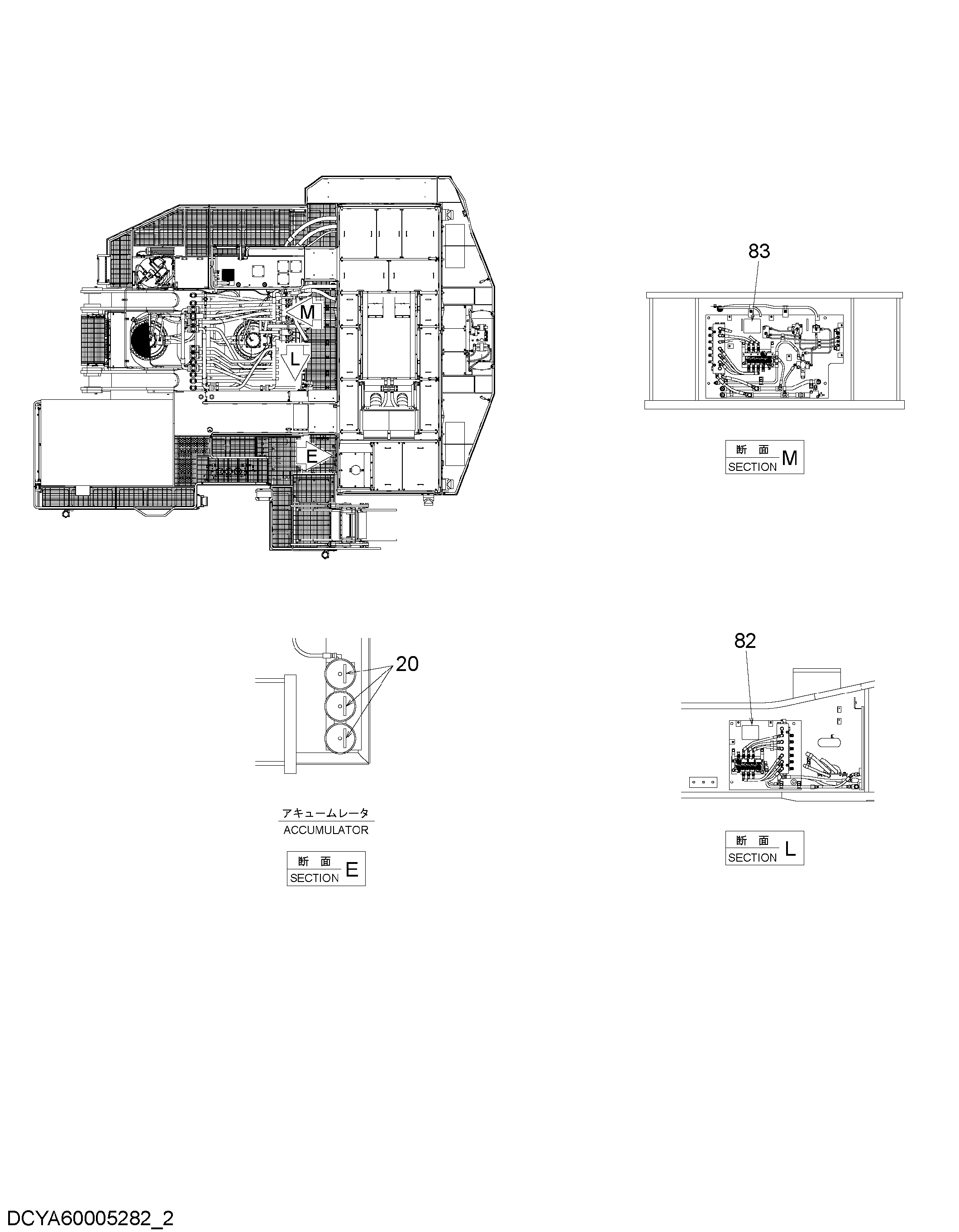 Схема Информационная табличка(русский)(верхняя платформа)(2-2) HITACHI EX2600-6LD