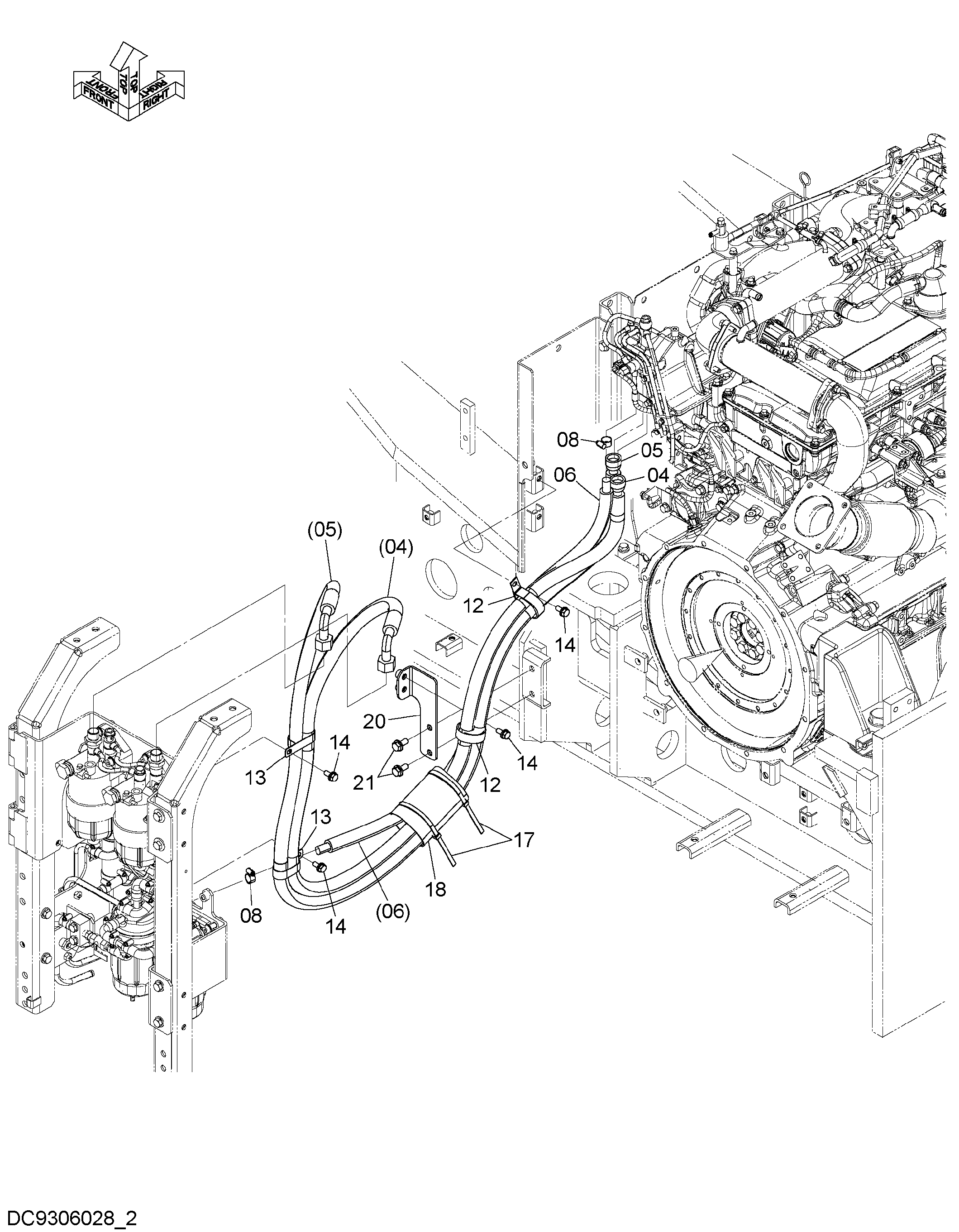 Схема Топливные трубопроводы (2) HITACHI ZX470LCH-5B