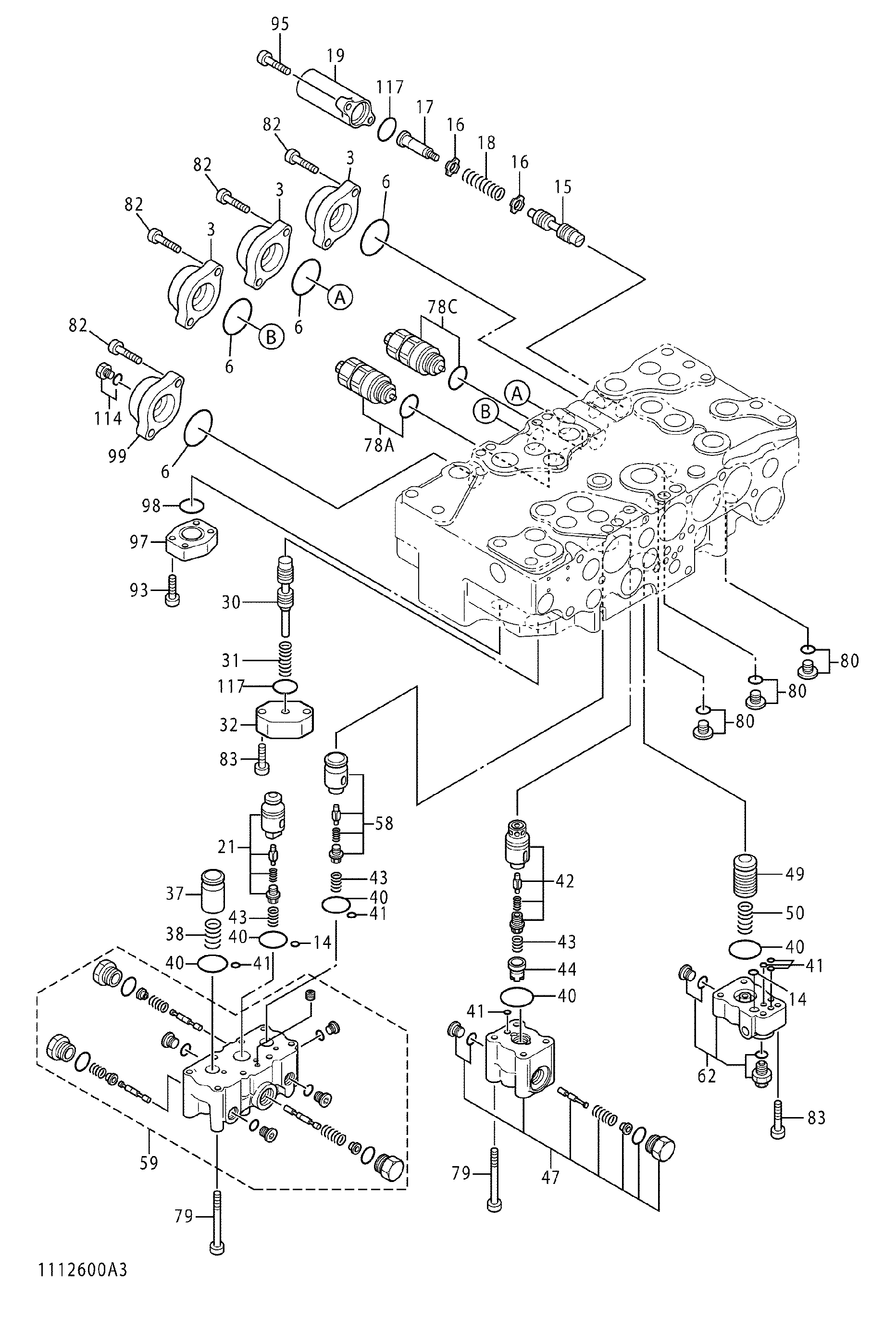 Схема Гидрораспределитель (4/5) HITACHI ZX225USR-3