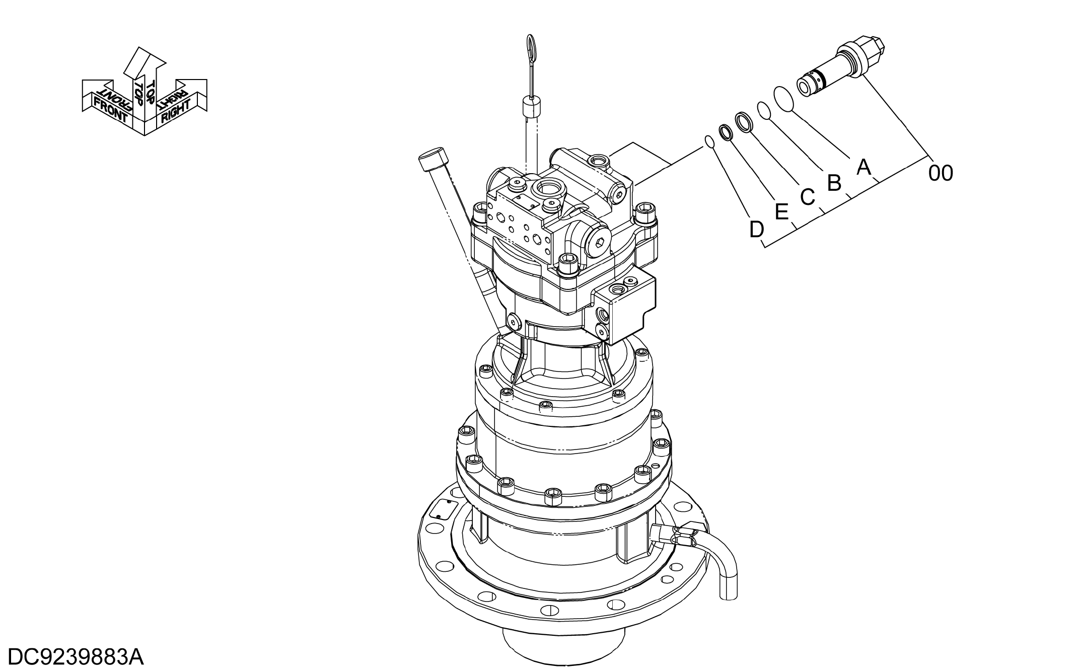 Схема Поворот предохранительный клапан HITACHI ZX135US-3