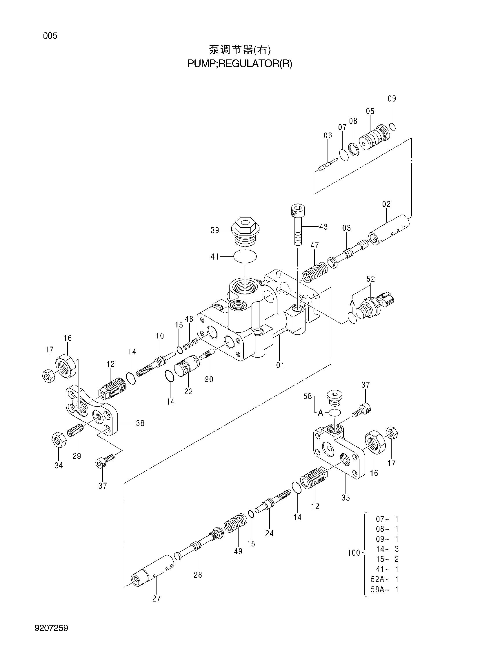 Схема ・・Регулятор (правый) HITACHI ZX260LCH-3G