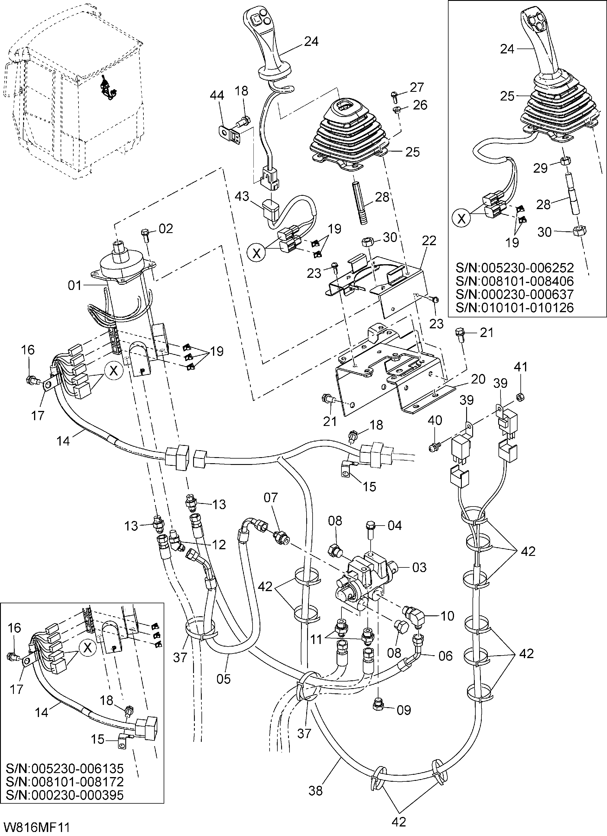 Схема Пилотные гидролинии(многофункциональный)(MFL) HITACHI ZW220-HCMF