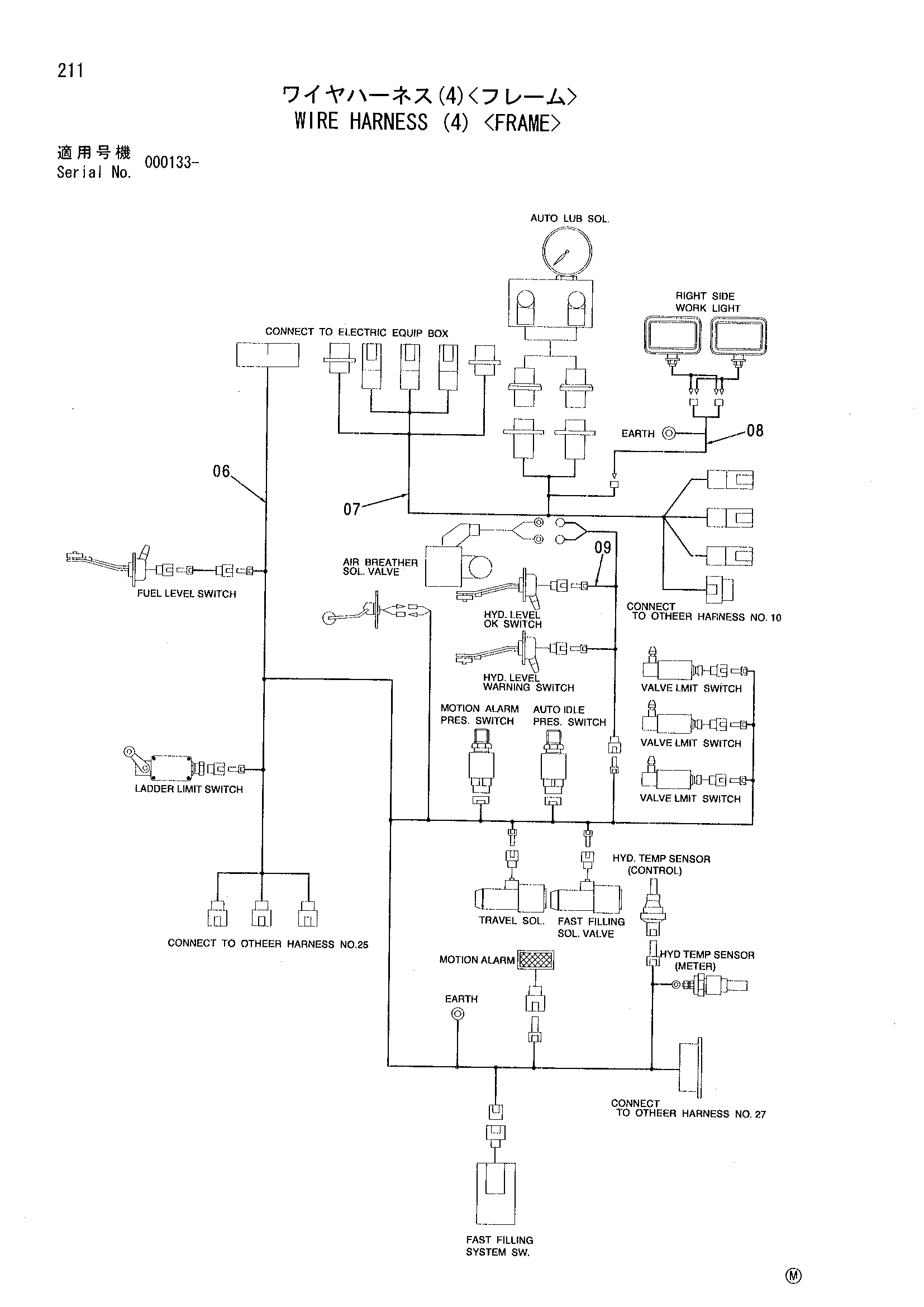Схема Провод жгут проводов (4) <рама> HITACHI EX2500