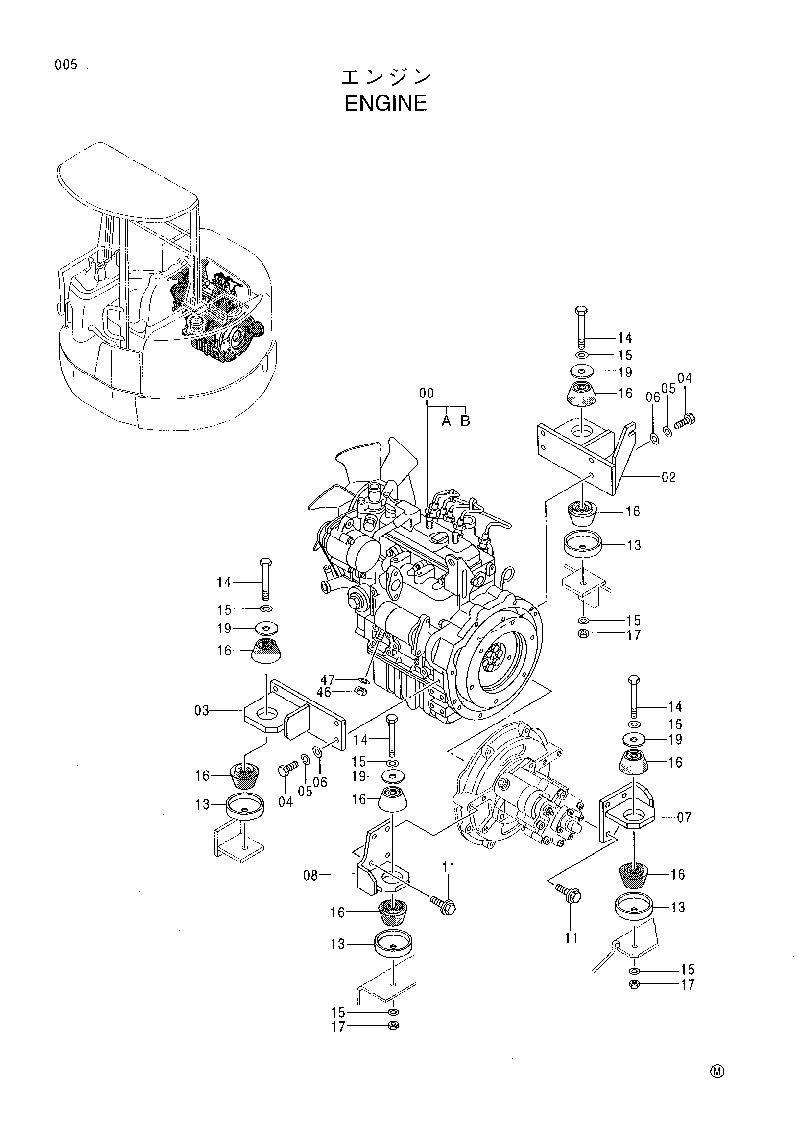 Схема Двигатель HITACHI EX30UR-2C