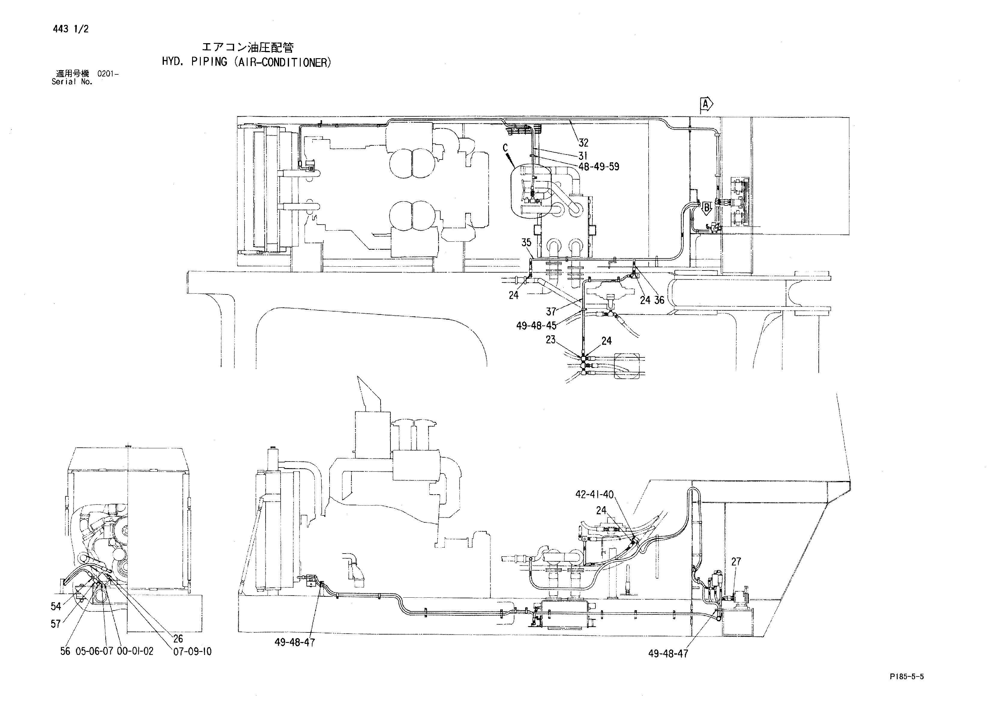 Схема HYD. трубопроводы (кондиционер) HITACHI EX3500