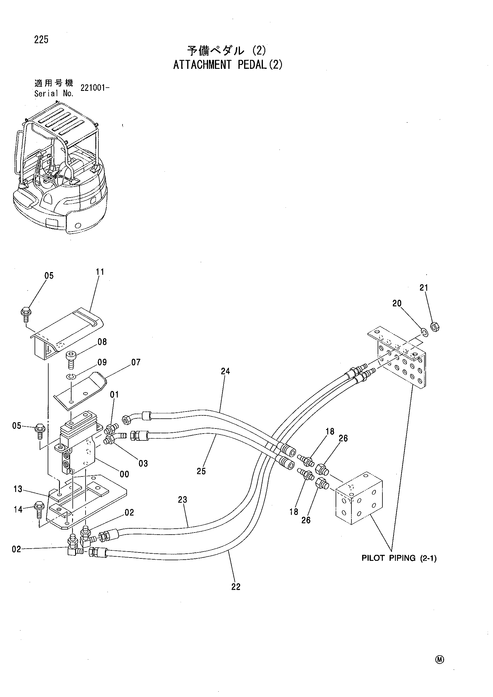 Схема Навесное оборудование педаль(2) HITACHI ZX27U