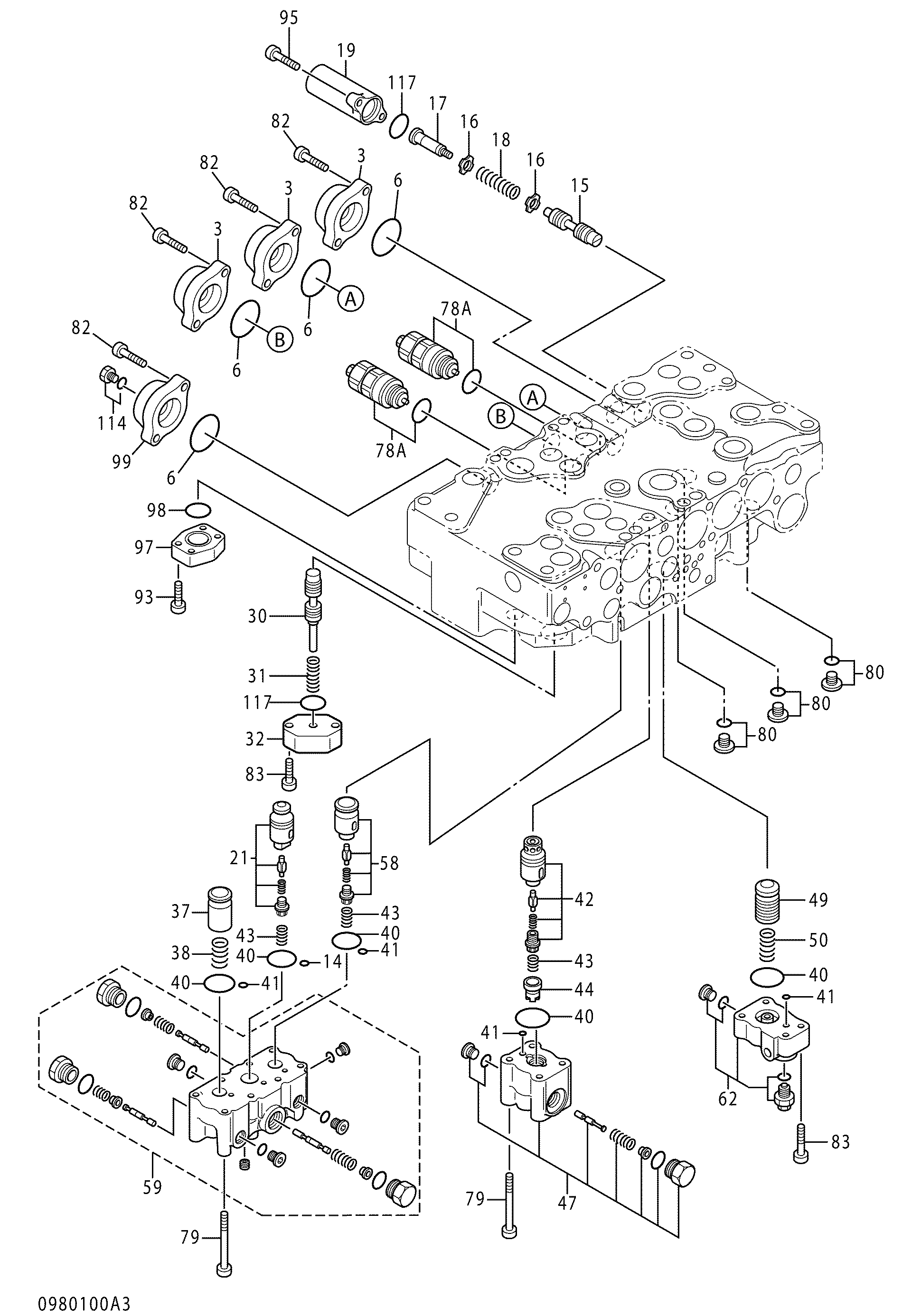 Схема Гидрораспределитель (3/5) HITACHI ZX400W-3