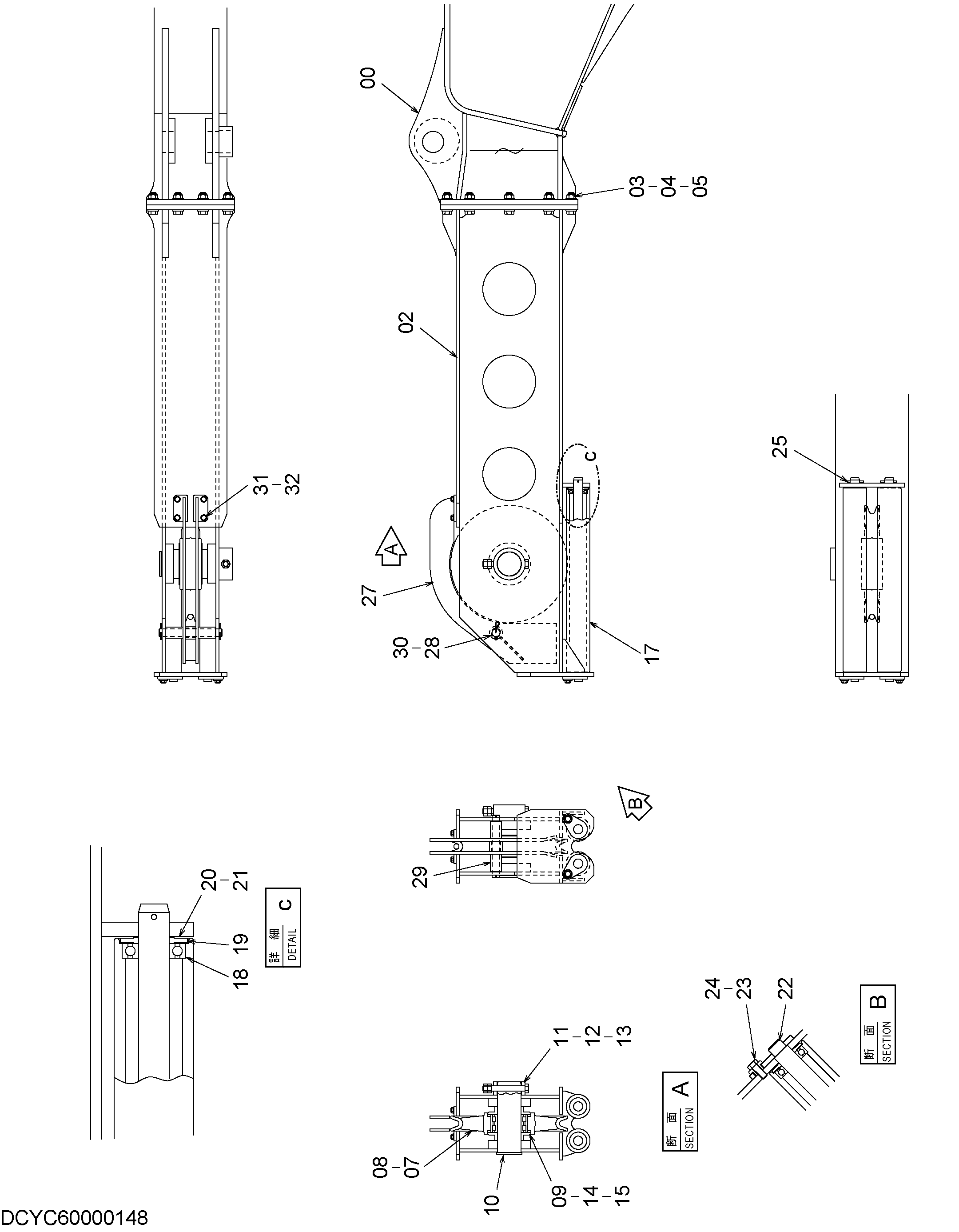 Схема Канат направляющая (рукоять) HITACHI ZX200