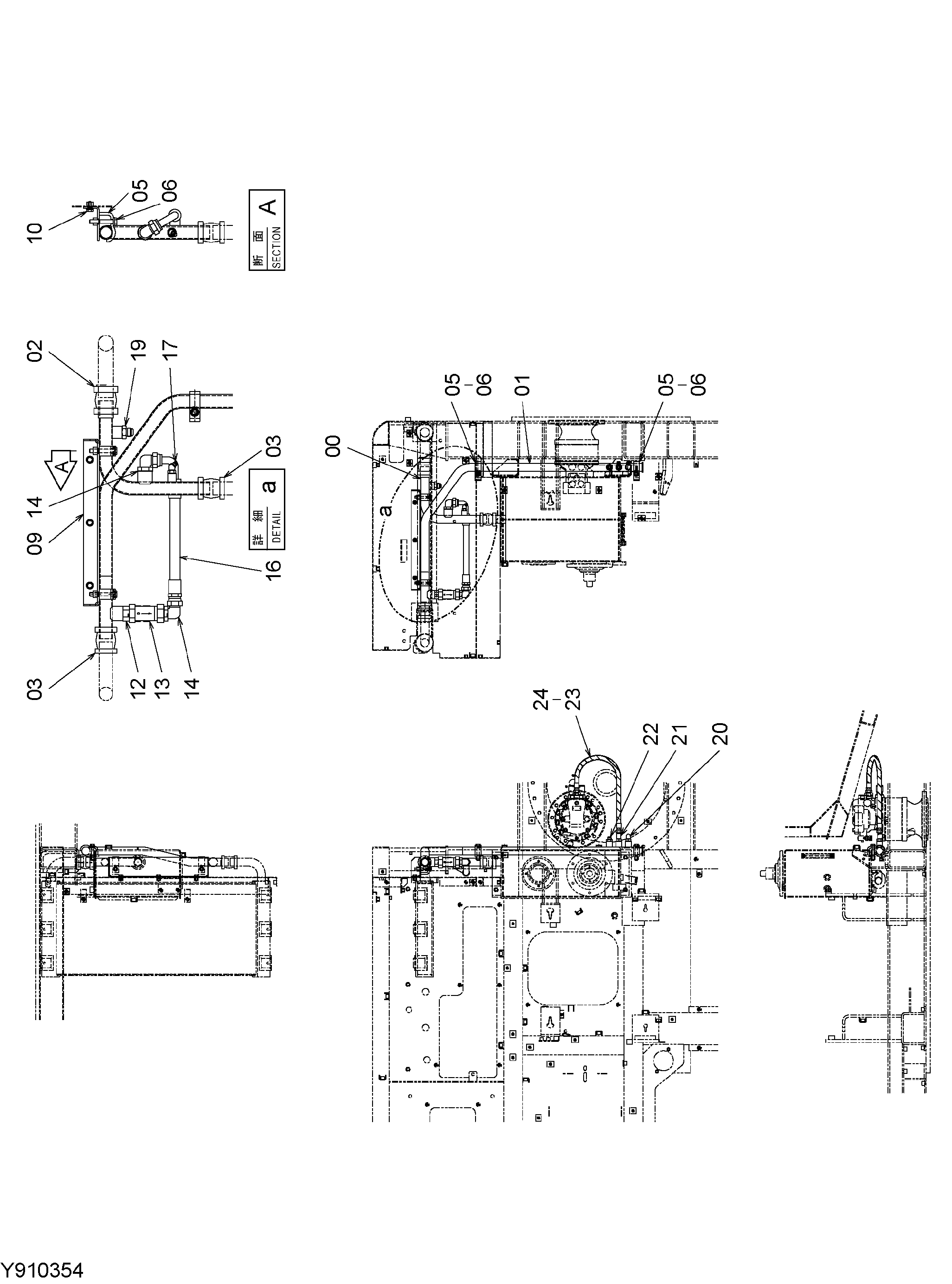 Схема Масляный радиатор трубопроводы HITACHI EG65R-3