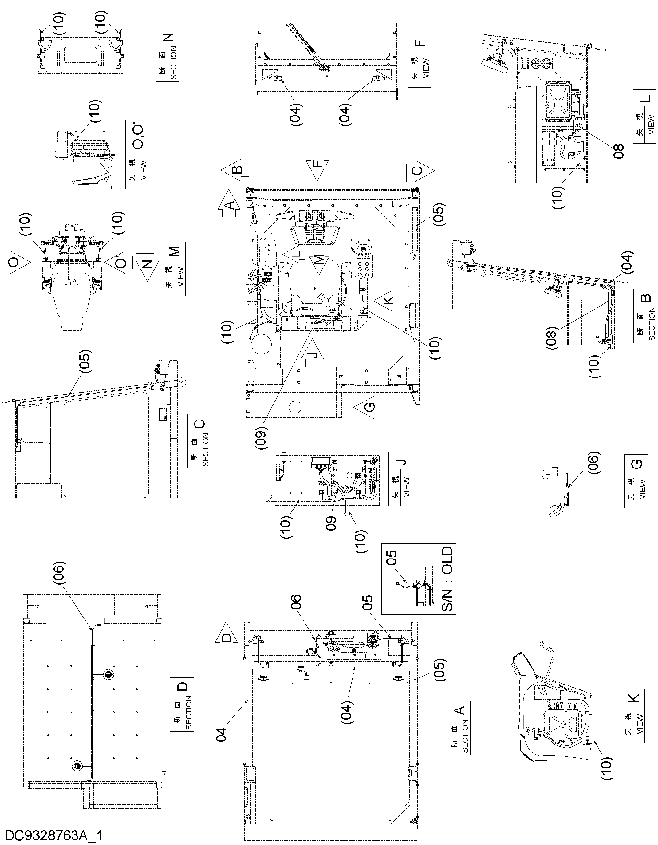 Схема Электрооборудование (1-1)(кабина) HITACHI EX2600-6LD