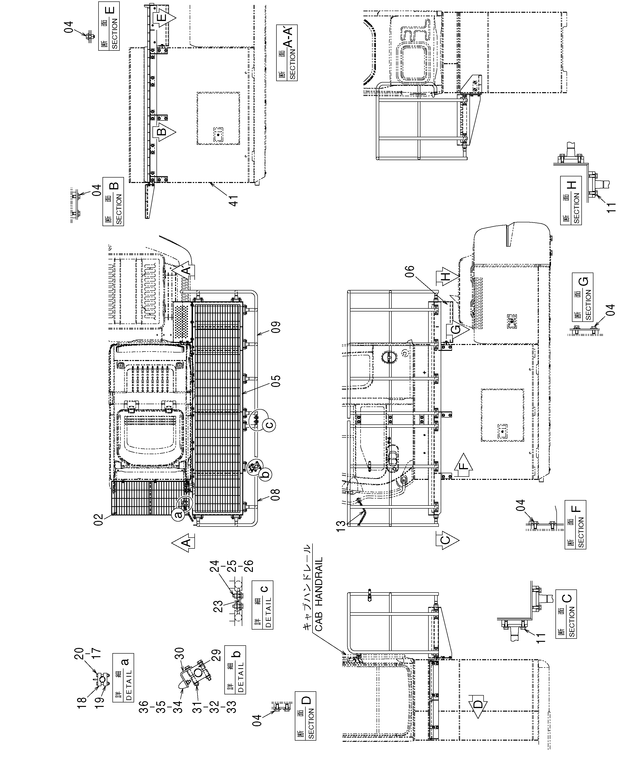 Схема Хигх-моунт кабина галлерй ступень (1.5m) HITACHI ZX330-3G