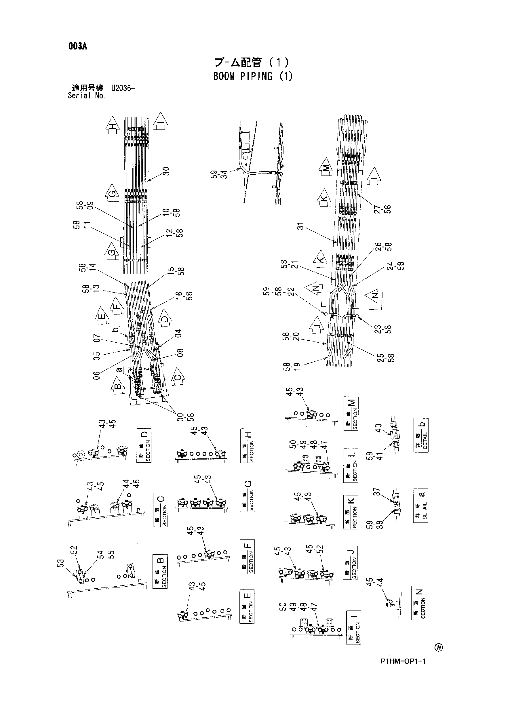 Схема Стрела трубопроводы (1) HITACHI ZX350K
